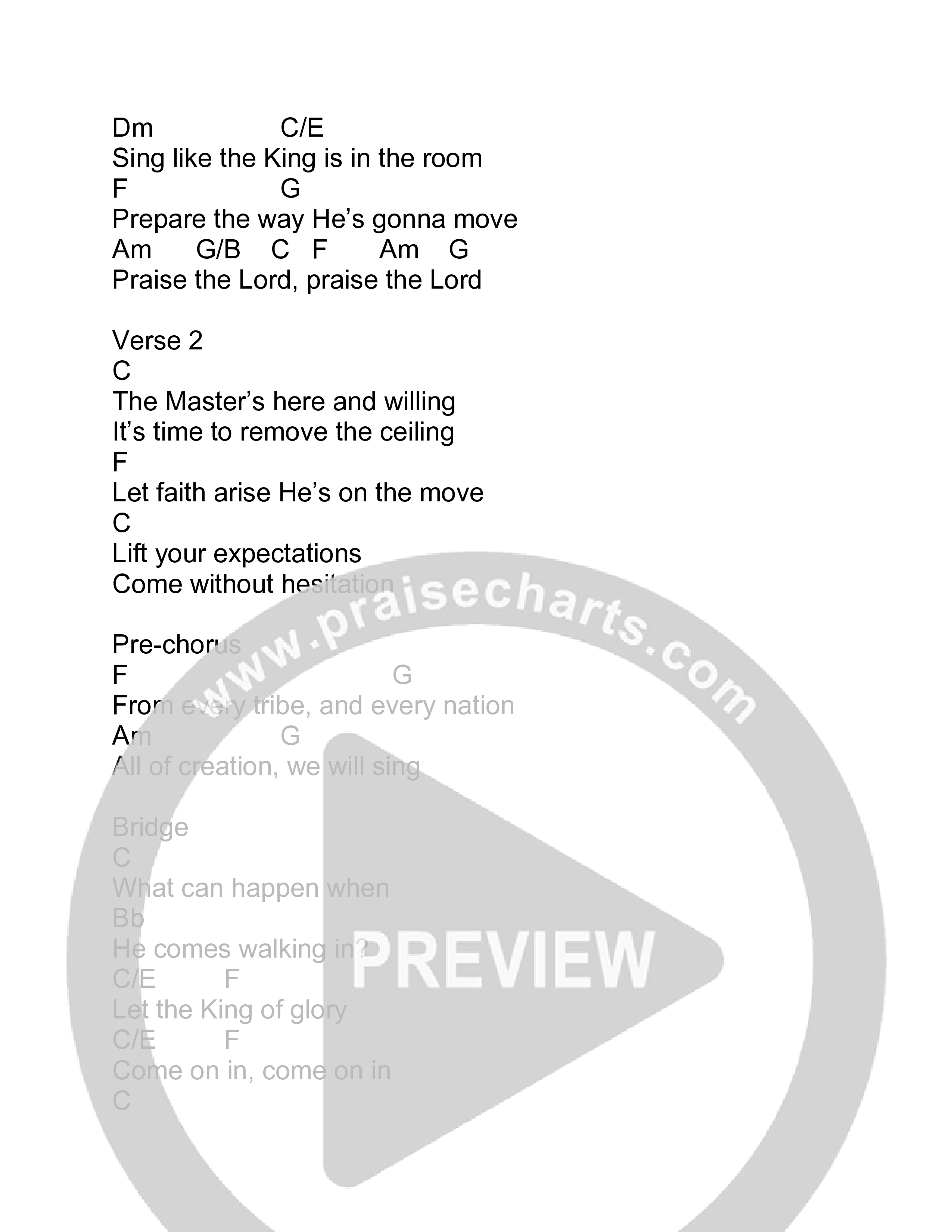 Praise the Lord Chord Chart (Phil King)