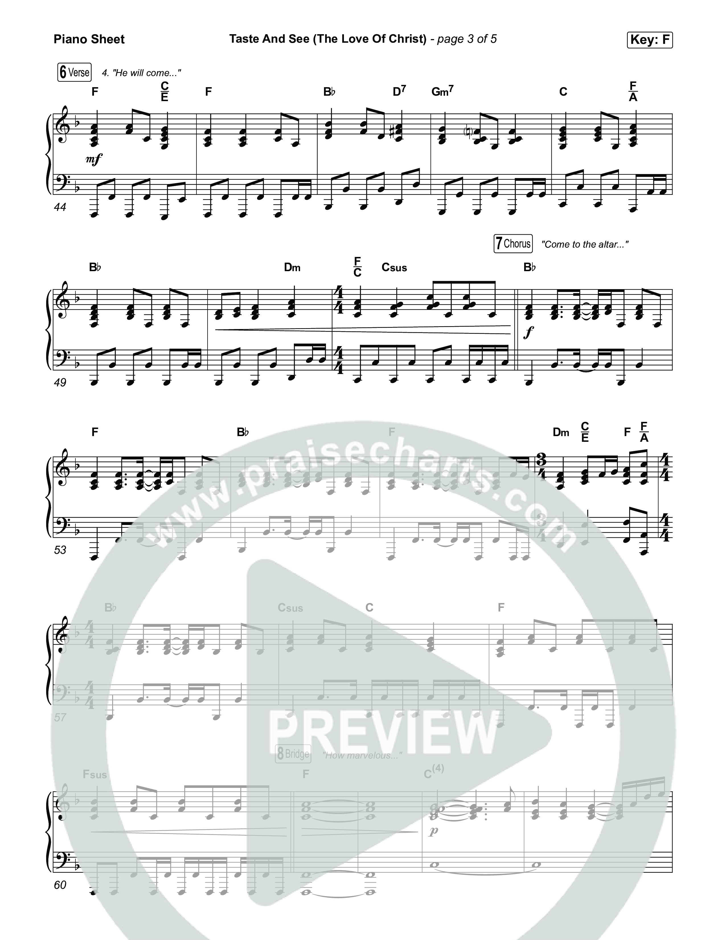 Taste And See (The Love Of Christ) Piano Sheet (Bryan Fowler / Matt Maher)