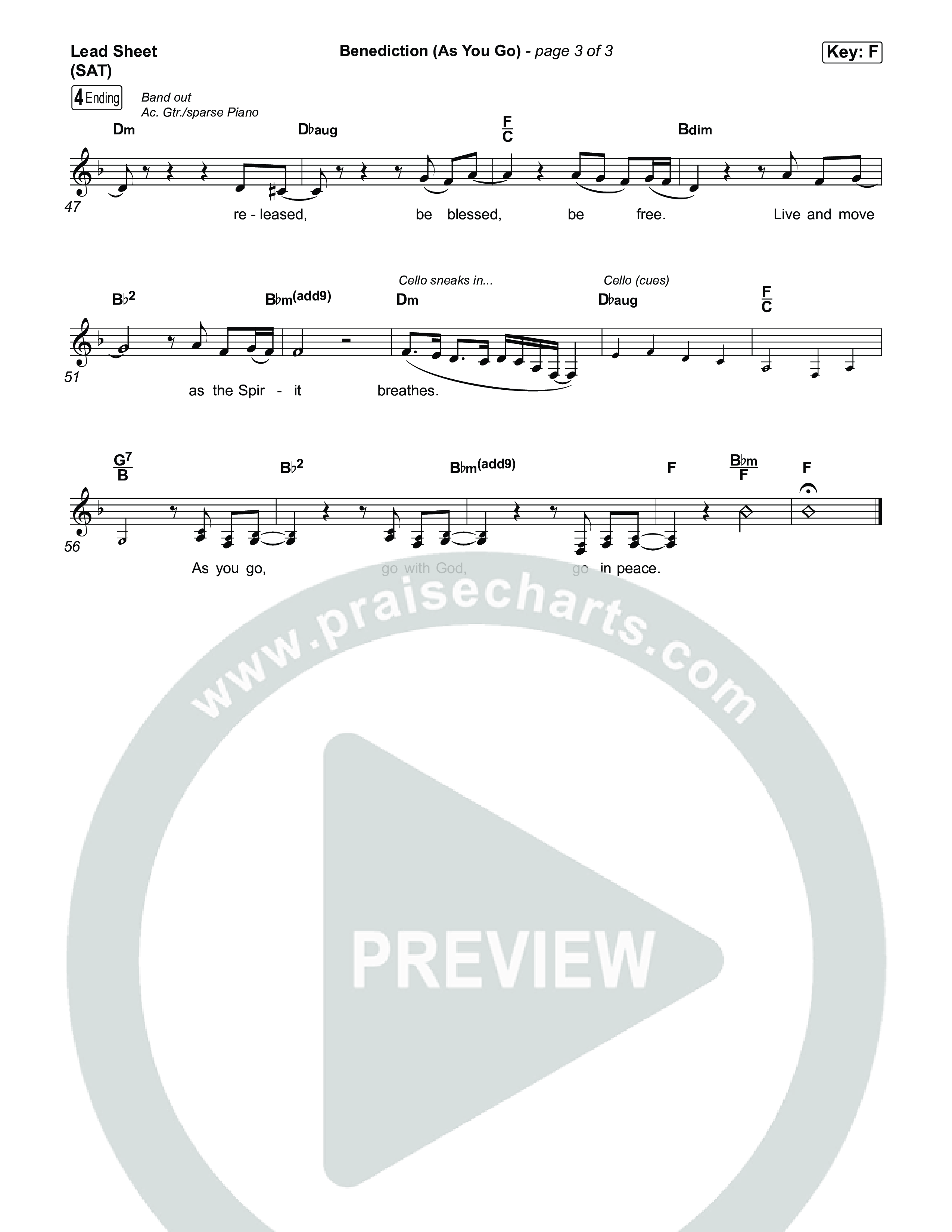 Benediction (As You Go) Lead Sheet (SAT) (Charity Gayle / Kaden Slay)