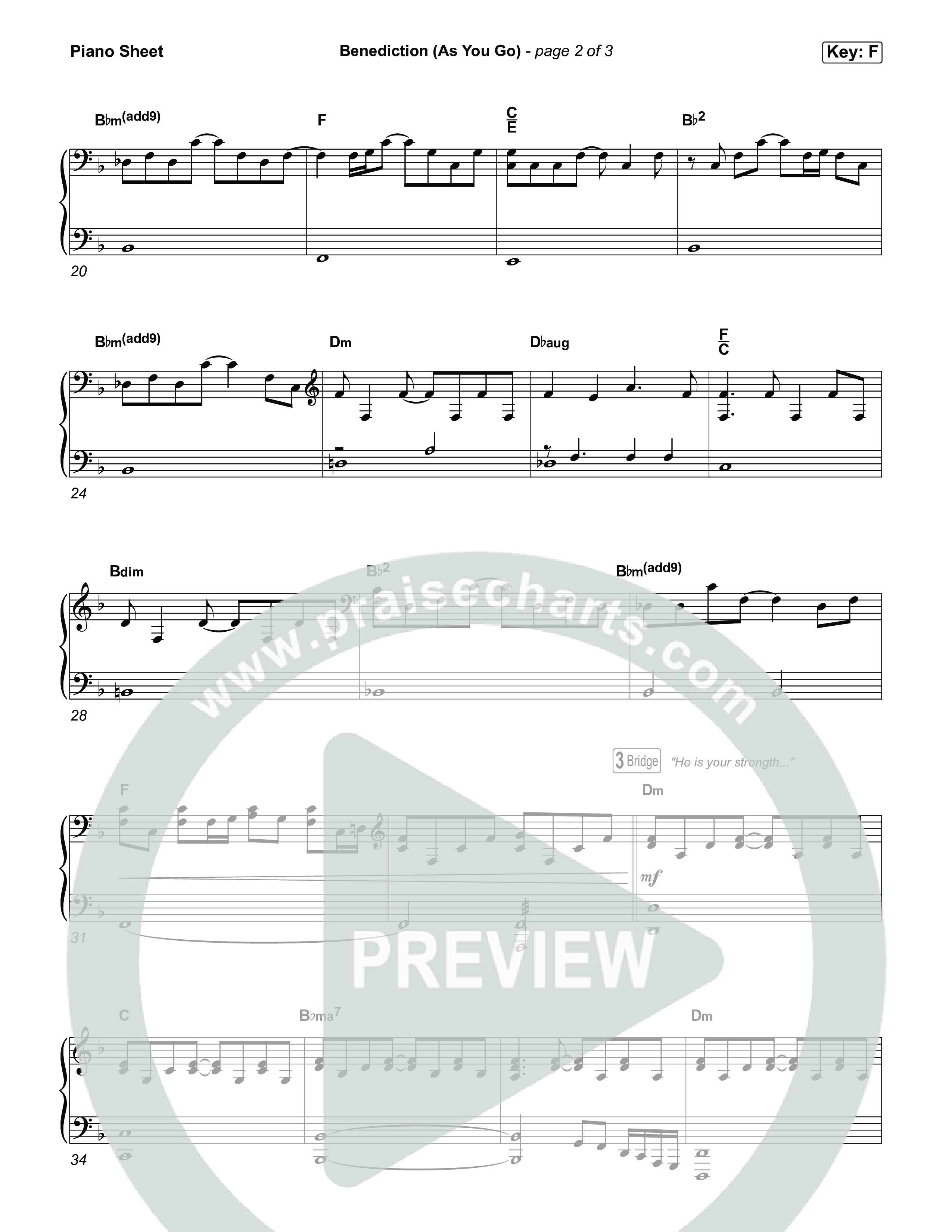 Benediction (As You Go) Piano Sheet (Charity Gayle / Kaden Slay)