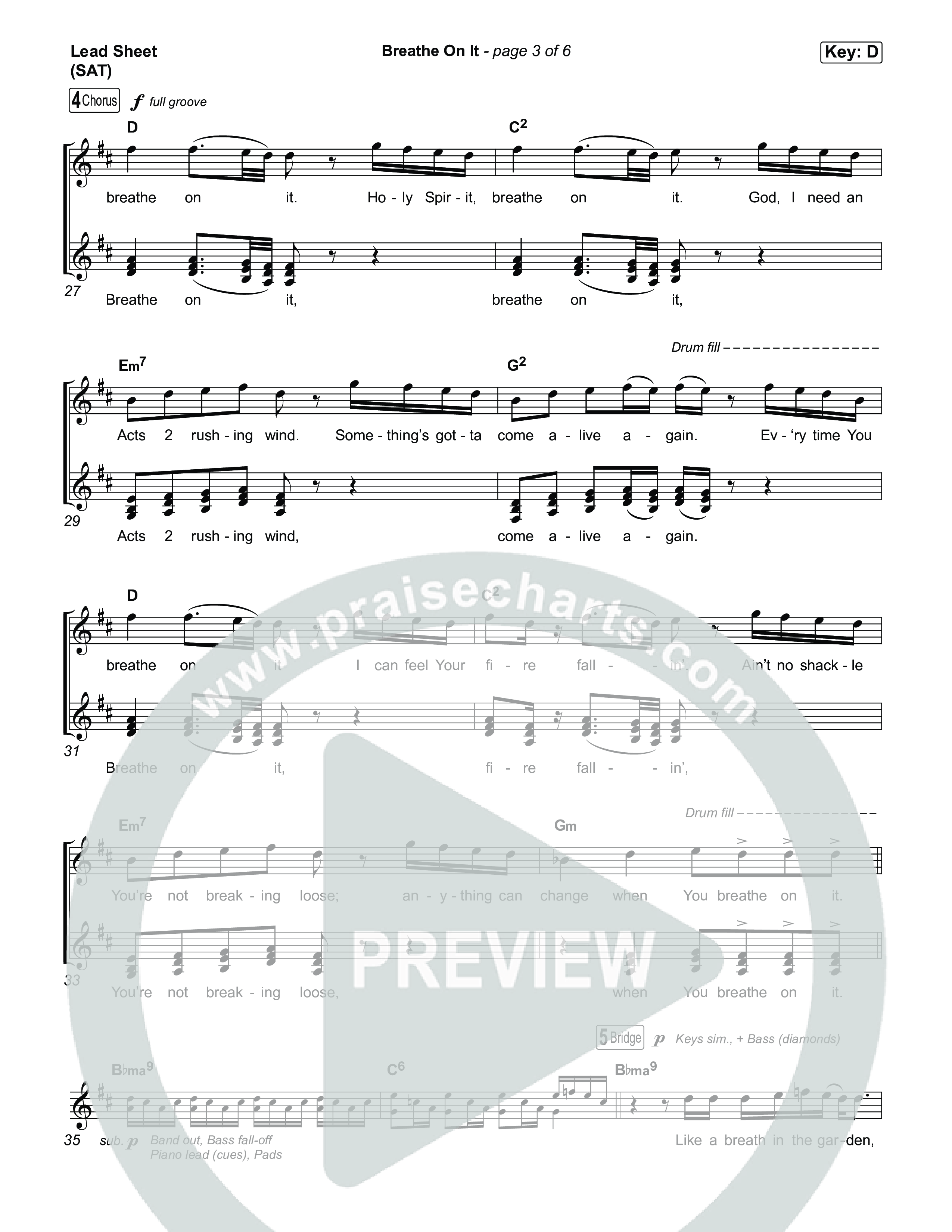 Breathe On It Lead Sheet (SAT) (Tauren Wells)