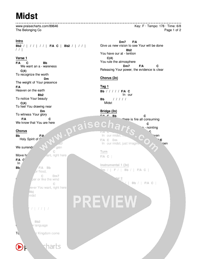 Midst Chords & Lyrics (The Belonging Co)