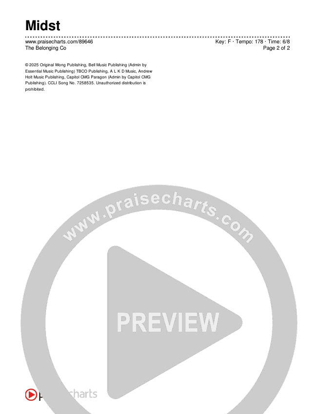 Midst Chords & Lyrics (The Belonging Co)