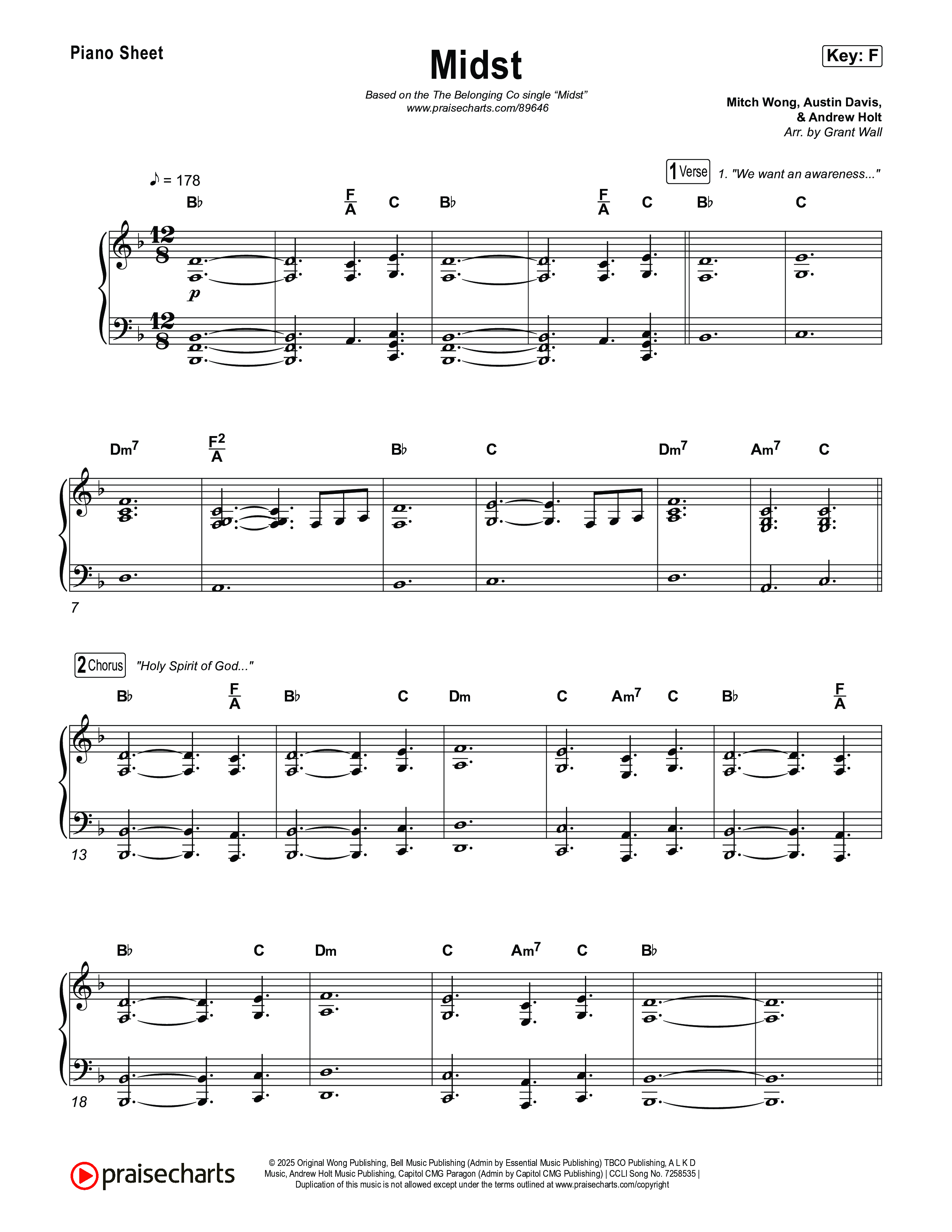 Midst Piano Sheet (The Belonging Co)