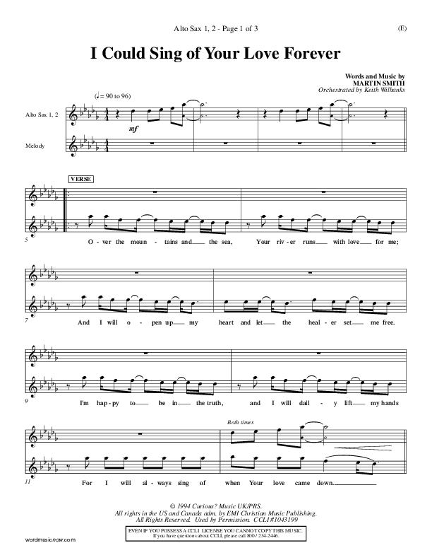 I Could Sing Of Your Love Forever Alto Sax 1/2 (Delirious)