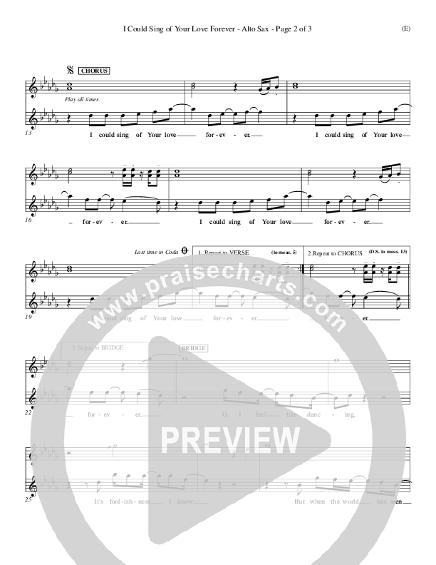 I Could Sing Of Your Love Forever Alto Sax 1/2 (Delirious)