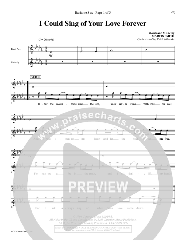 I Could Sing Of Your Love Forever Bari Sax (Delirious)