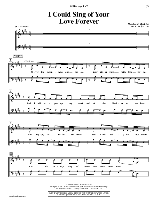 I Could Sing Of Your Love Forever Vocal Sheet (SATB) (Delirious)