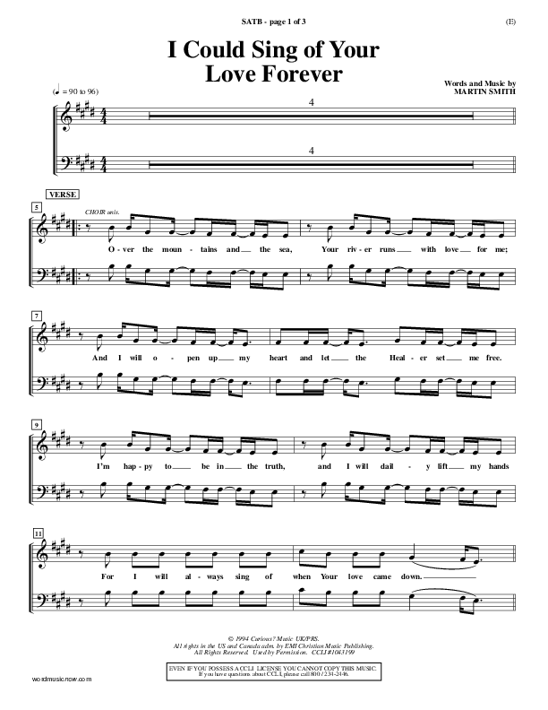 I Could Sing Of Your Love Forever Choir Sheet (SATB) (Delirious)