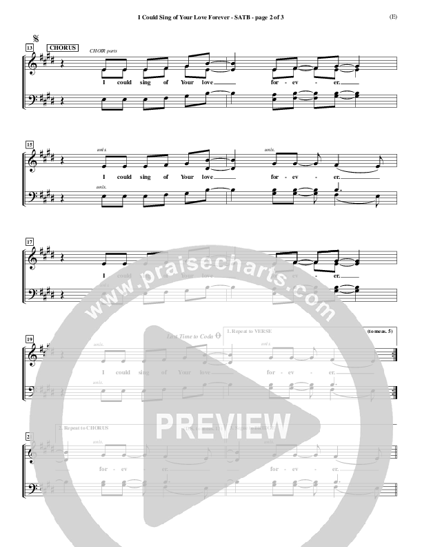 I Could Sing Of Your Love Forever Choir Sheet (SATB) (Delirious)