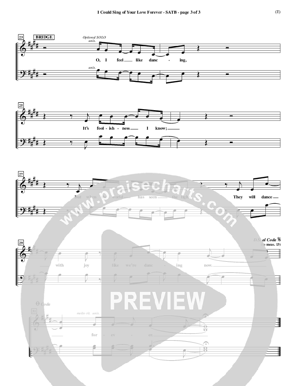 I Could Sing Of Your Love Forever Choir Vocals (SATB) (Delirious)