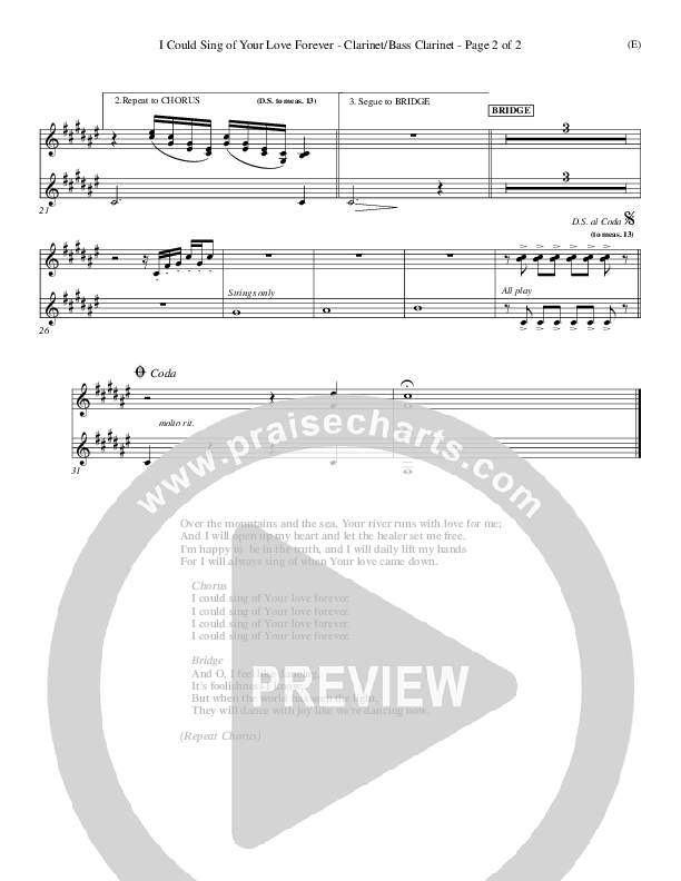 I Could Sing Of Your Love Forever Clarinet 1/2, Bass Clarinet (Delirious)