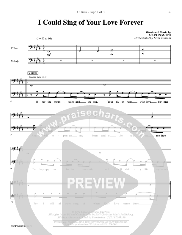 I Could Sing Of Your Love Forever Contrabass (Delirious)