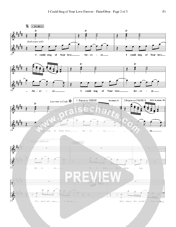 I Could Sing Of Your Love Forever Flute/Oboe (Delirious)