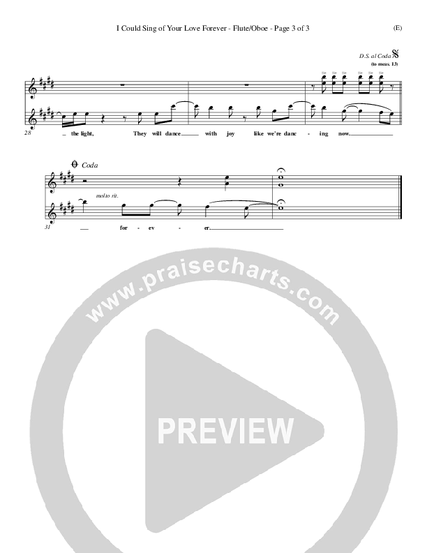 I Could Sing Of Your Love Forever Flute/Oboe (Delirious)