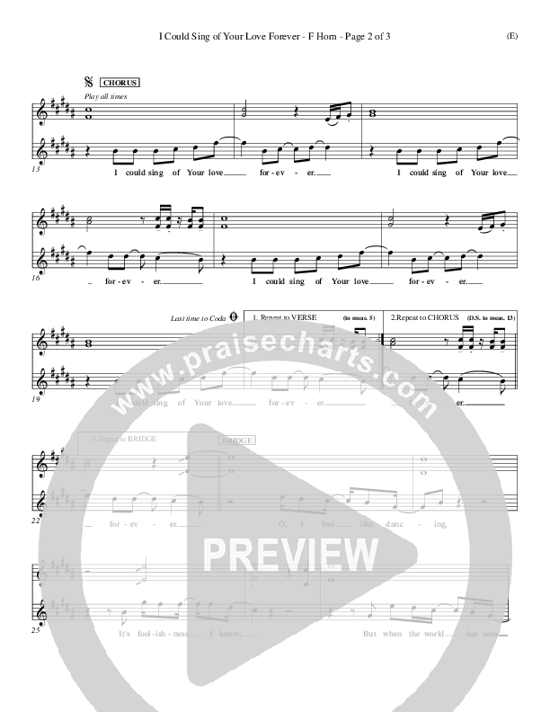 I Could Sing Of Your Love Forever French Horn 1/2 (Delirious)