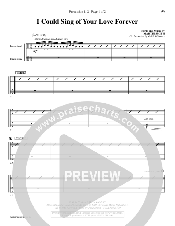 I Could Sing Of Your Love Forever Percussion 1/2 (Delirious)