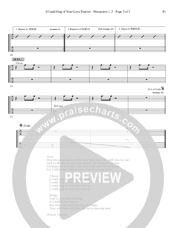 I Could Sing Of Your Love Forever Percussion 1/2 (Delirious)