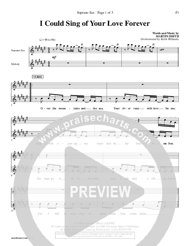 I Could Sing Of Your Love Forever Soprano Sax (Delirious)