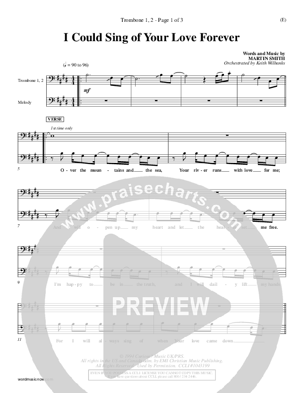 I Could Sing Of Your Love Forever Trombone 1/2 (Delirious)