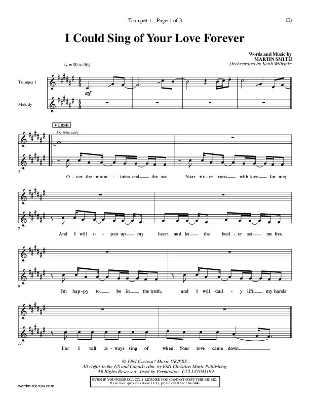 I Could Sing Of Your Love Forever Trumpet 1 (Delirious)