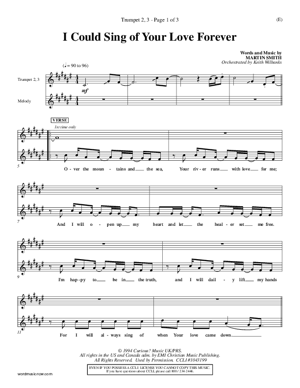 I Could Sing Of Your Love Forever Trumpet 2/3 (Delirious)