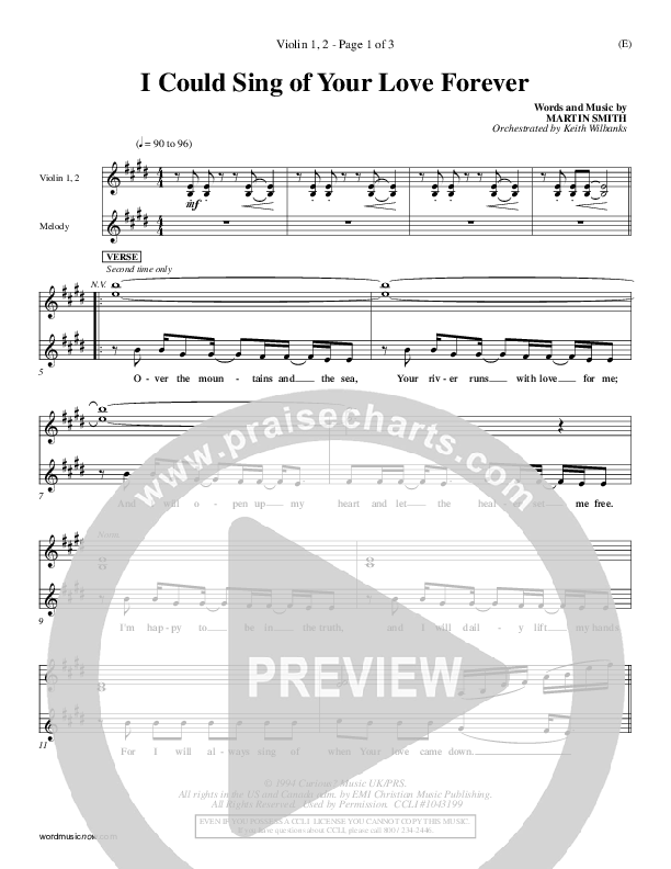 I Could Sing Of Your Love Forever Violin 1/2 (Delirious)