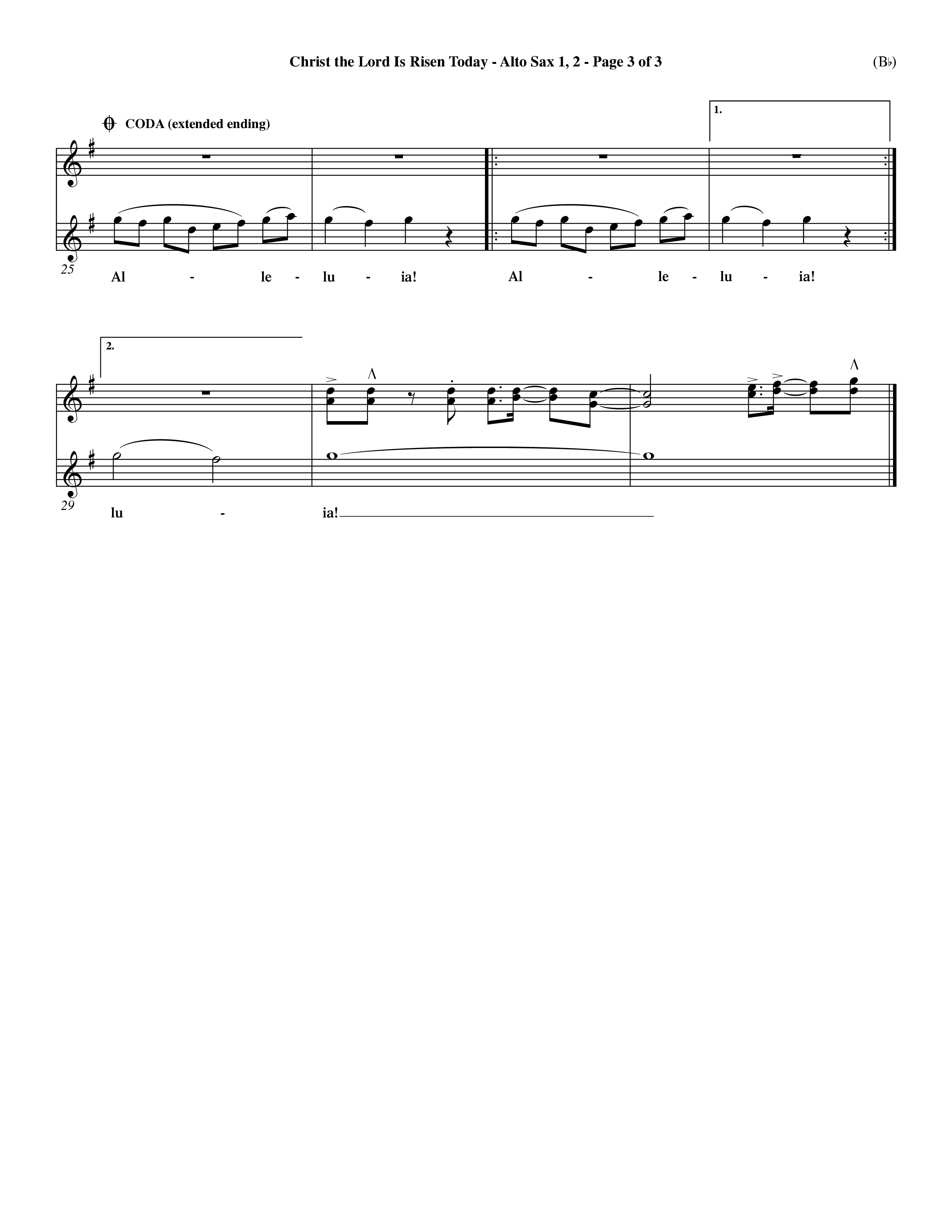 Christ The Lord Is Risen Today (Choral Anthem SATB) Alto Sax 1/2 (Word Music Choral / Orch. Dave Williamson / Orch. Larry Mayfield)