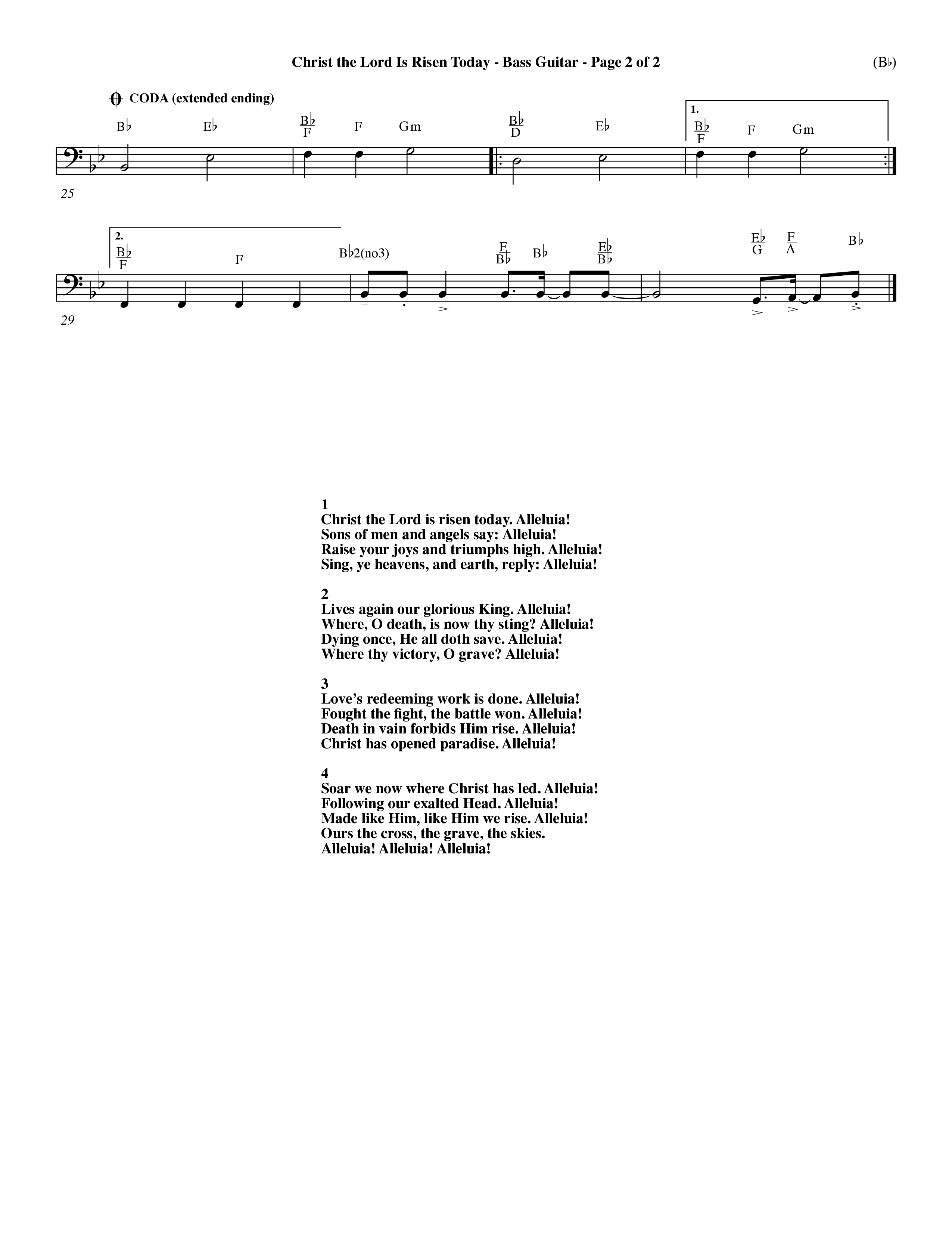 Christ The Lord Is Risen Today (Choral Anthem SATB) Bass Guitar (Word Music Choral / Orch. Dave Williamson / Orch. Larry Mayfield)