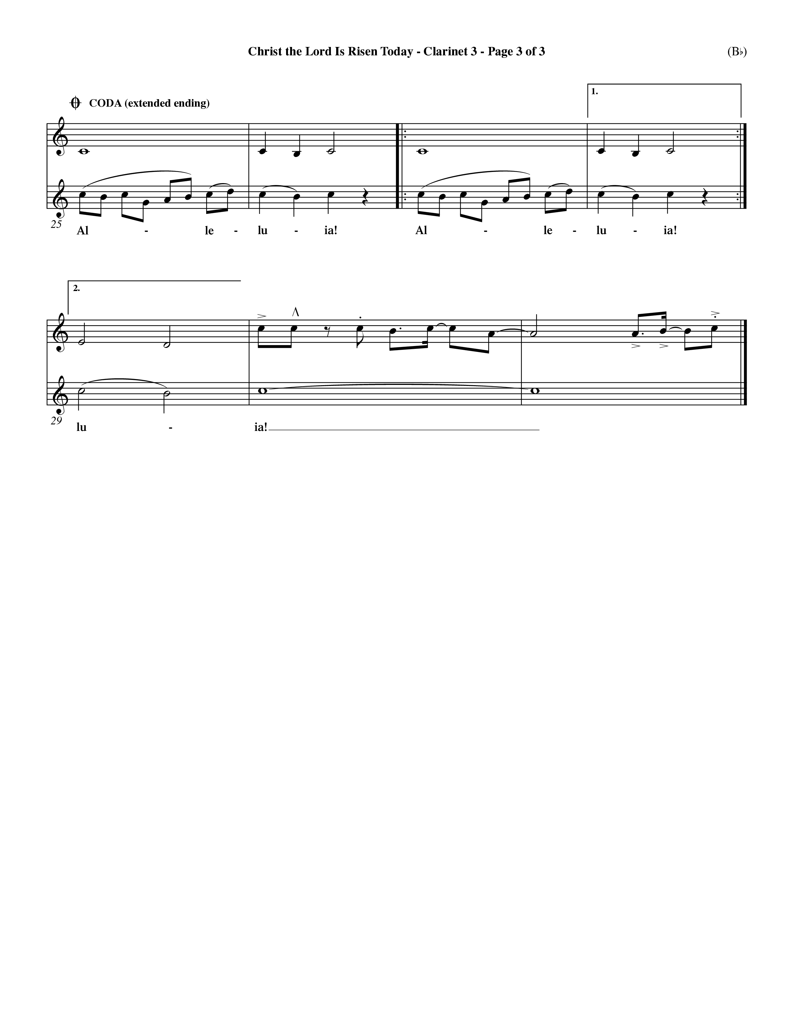 Christ The Lord Is Risen Today (Choral Anthem SATB) Clarinet 3 (Word Music Choral / Orch. Dave Williamson / Orch. Larry Mayfield)