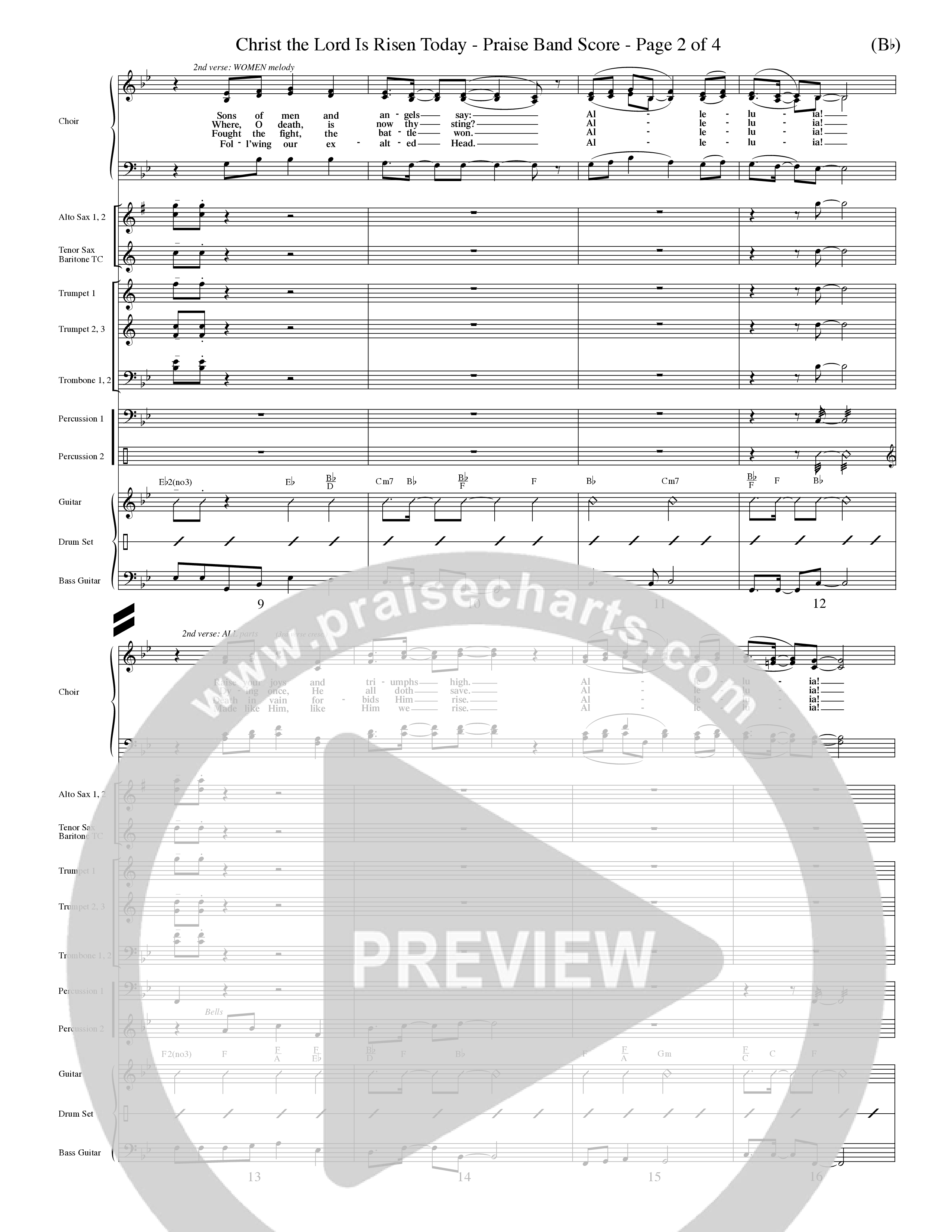 Christ The Lord Is Risen Today (Choral Anthem SATB) PraiseBand (incl. Brass) (Word Music Choral / Orch. Dave Williamson / Orch. Larry Mayfield)