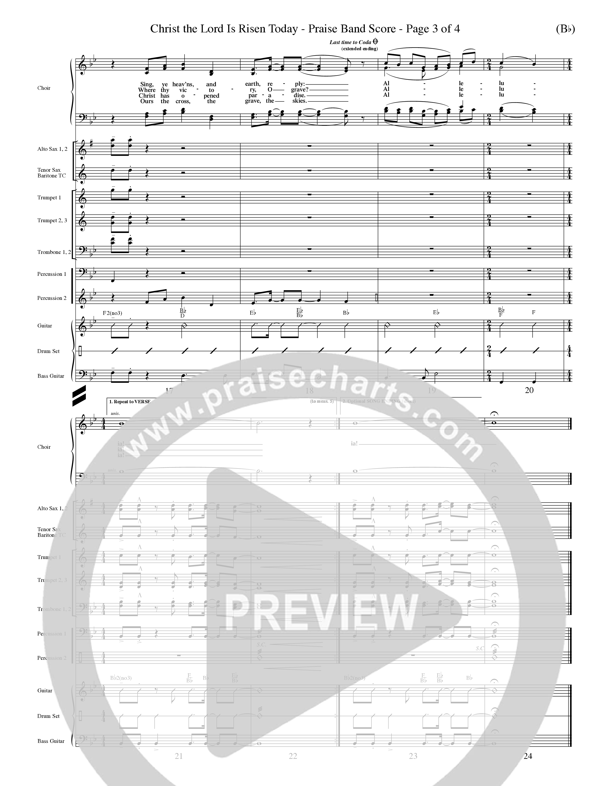 Christ The Lord Is Risen Today (Choral Anthem SATB) PraiseBand (incl. Brass) (Word Music Choral / Orch. Dave Williamson / Orch. Larry Mayfield)