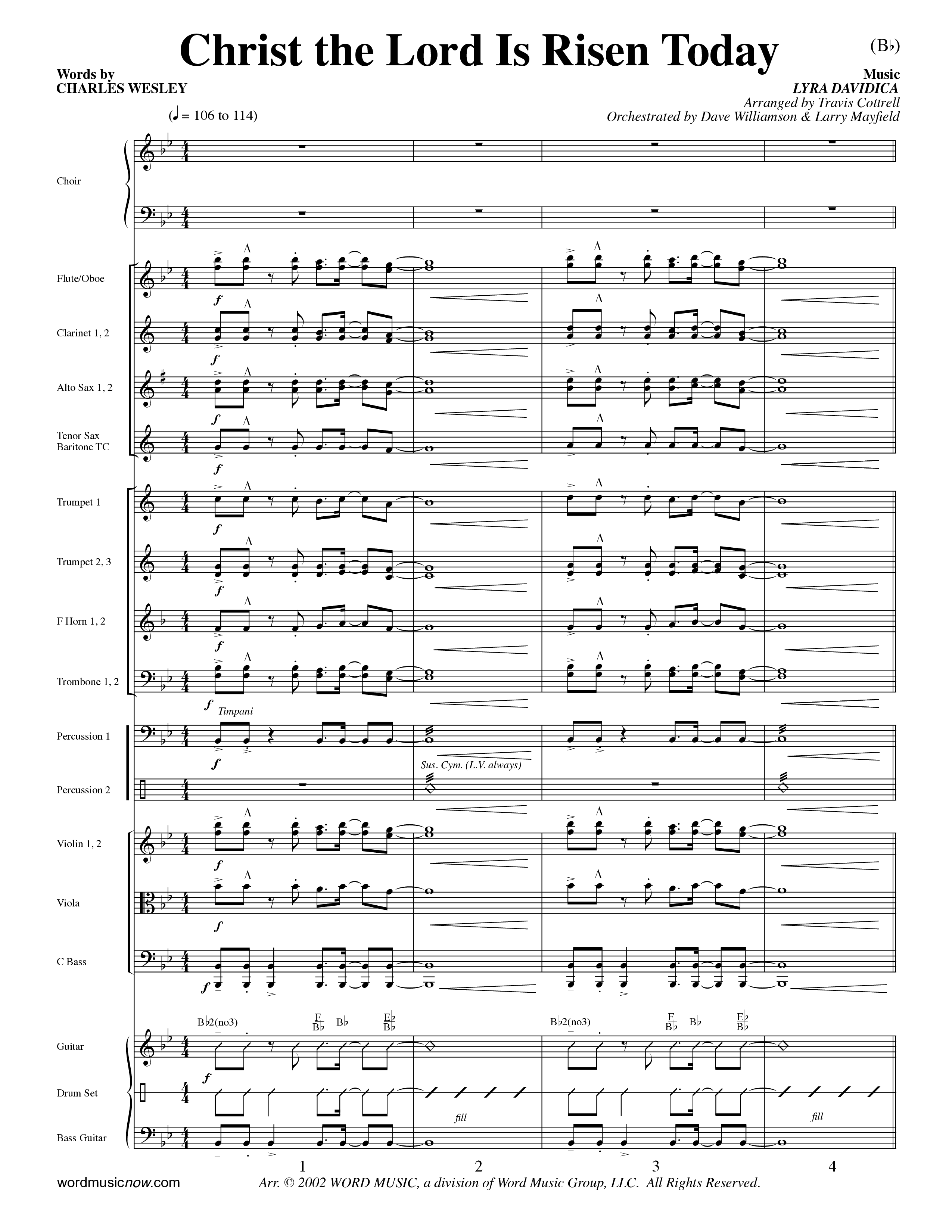 Christ The Lord Is Risen Today (Choral Anthem SATB) Conductor's Score (Word Music Choral / Orch. Dave Williamson / Orch. Larry Mayfield)