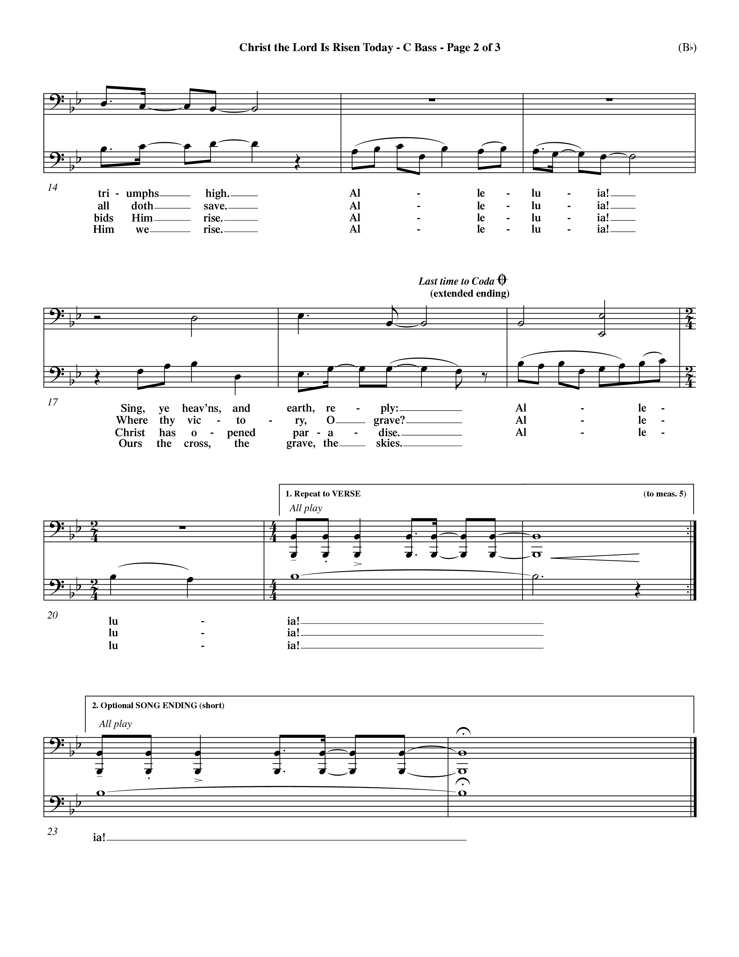 Christ The Lord Is Risen Today (Choral Anthem SATB) Contrabass (Word Music Choral / Orch. Dave Williamson / Orch. Larry Mayfield)