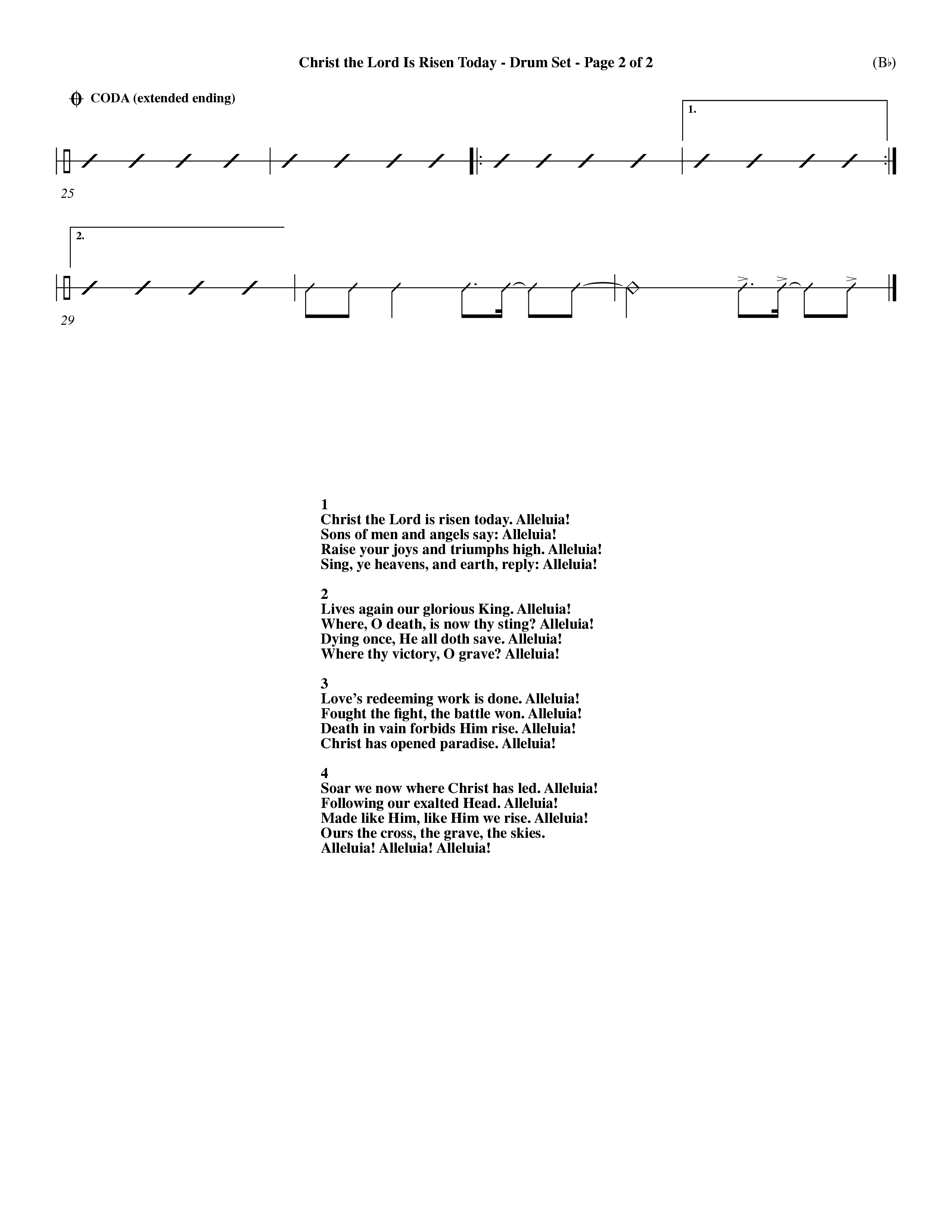 Christ The Lord Is Risen Today (Choral Anthem SATB) Drum Set (Word Music Choral / Orch. Dave Williamson / Orch. Larry Mayfield)