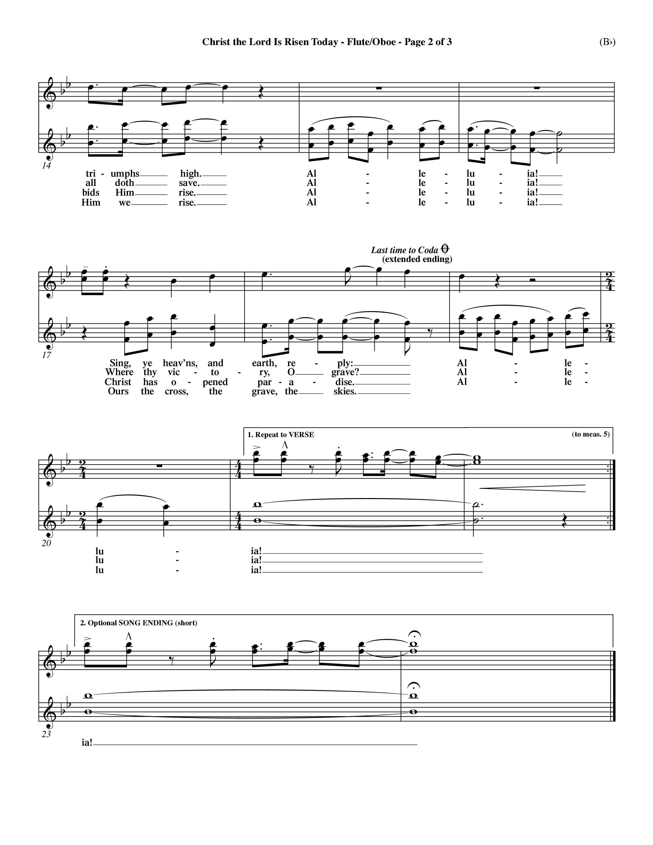 Christ The Lord Is Risen Today (Choral Anthem SATB) Flute/Oboe (Word Music Choral / Orch. Dave Williamson / Orch. Larry Mayfield)