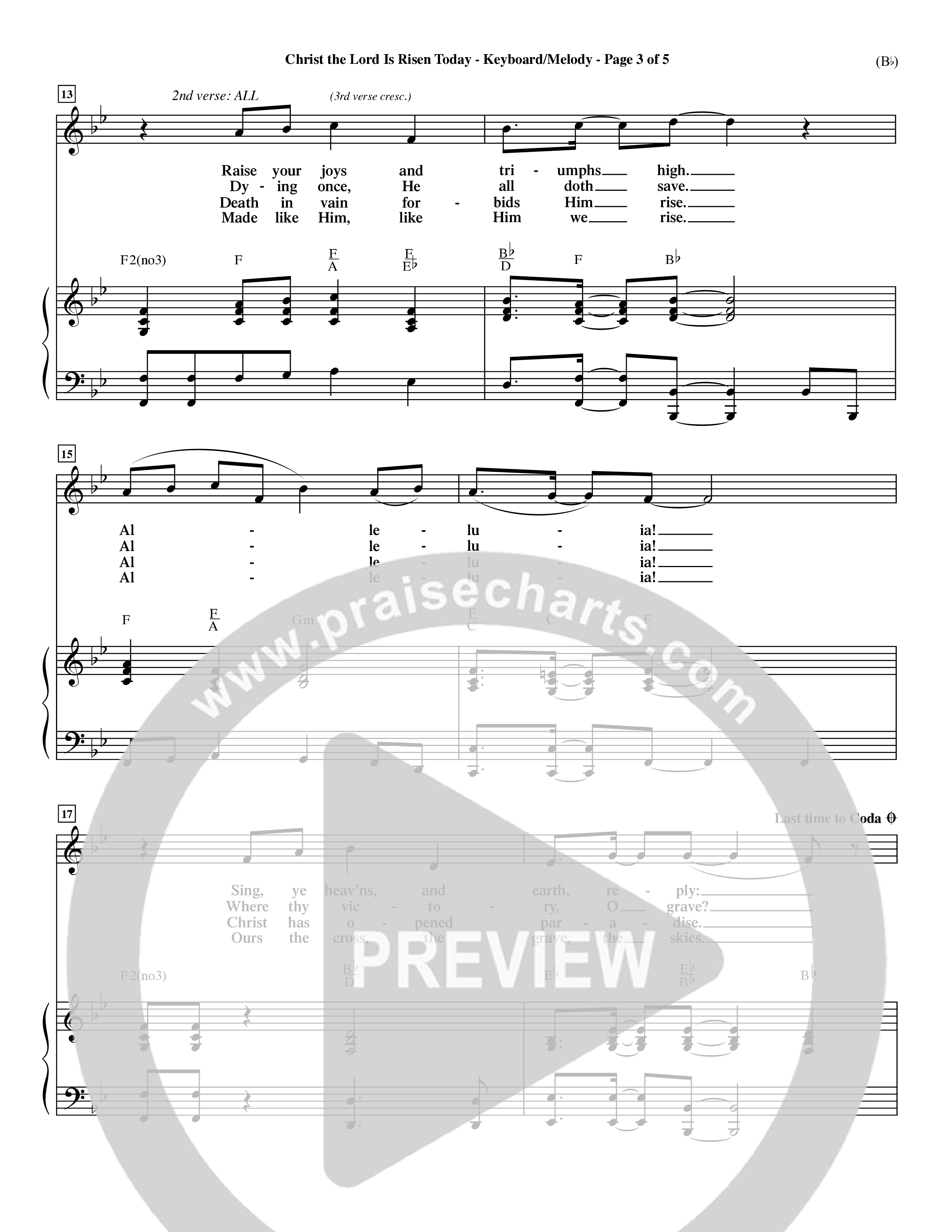 Christ The Lord Is Risen Today (Choral Anthem SATB) Piano/Vocal (Melody) (Word Music Choral / Orch. Dave Williamson / Orch. Larry Mayfield)