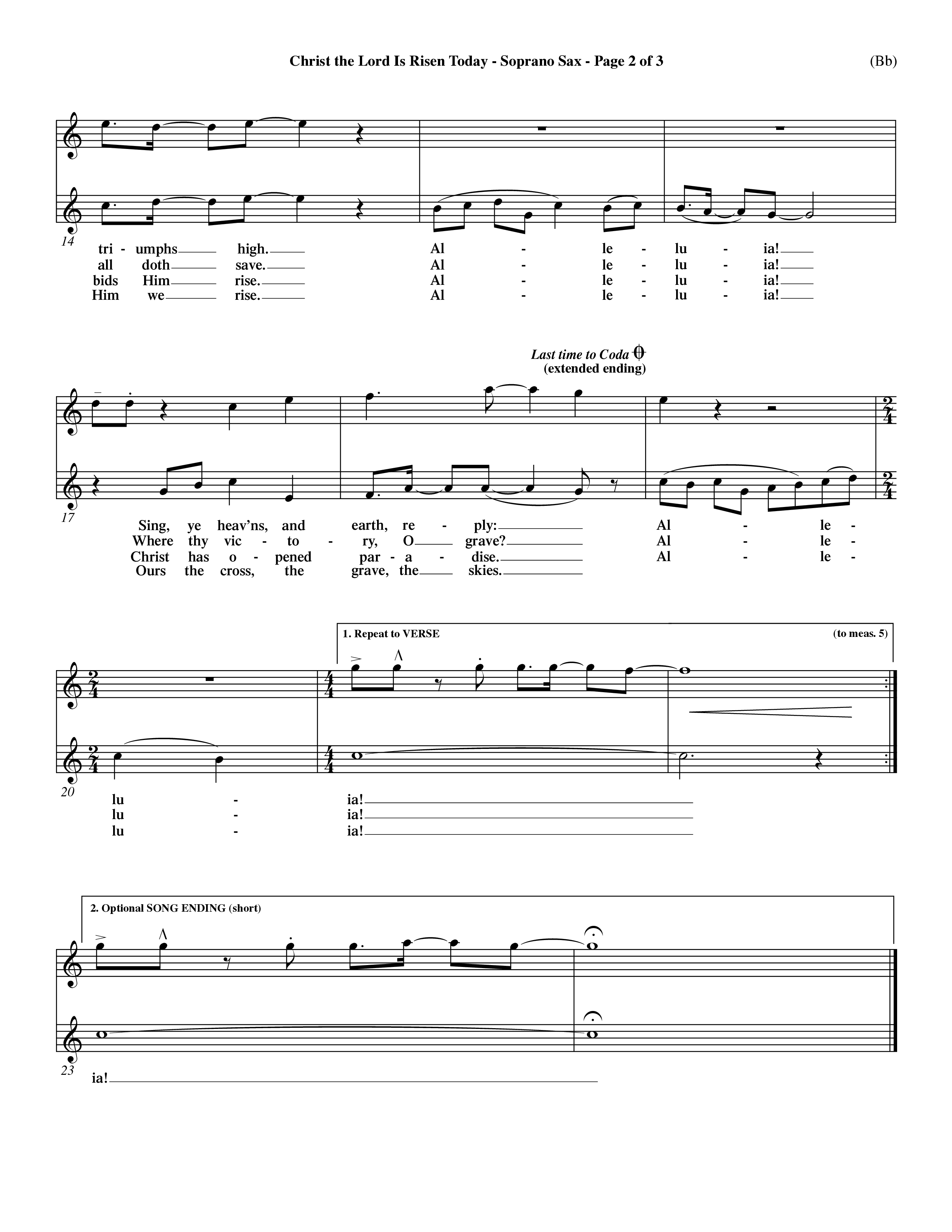 Christ The Lord Is Risen Today (Choral Anthem SATB) Saxophone (Word Music Choral / Orch. Dave Williamson / Orch. Larry Mayfield)