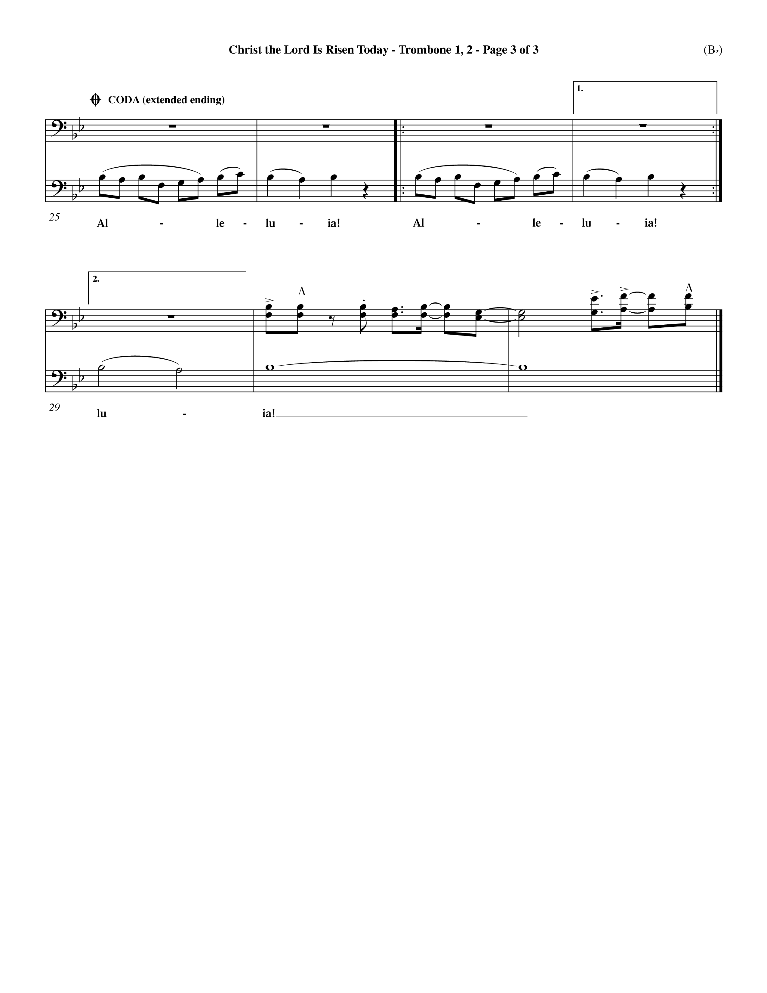 Christ The Lord Is Risen Today (Choral Anthem SATB) Trombone 1/2 (Word Music Choral / Orch. Dave Williamson / Orch. Larry Mayfield)