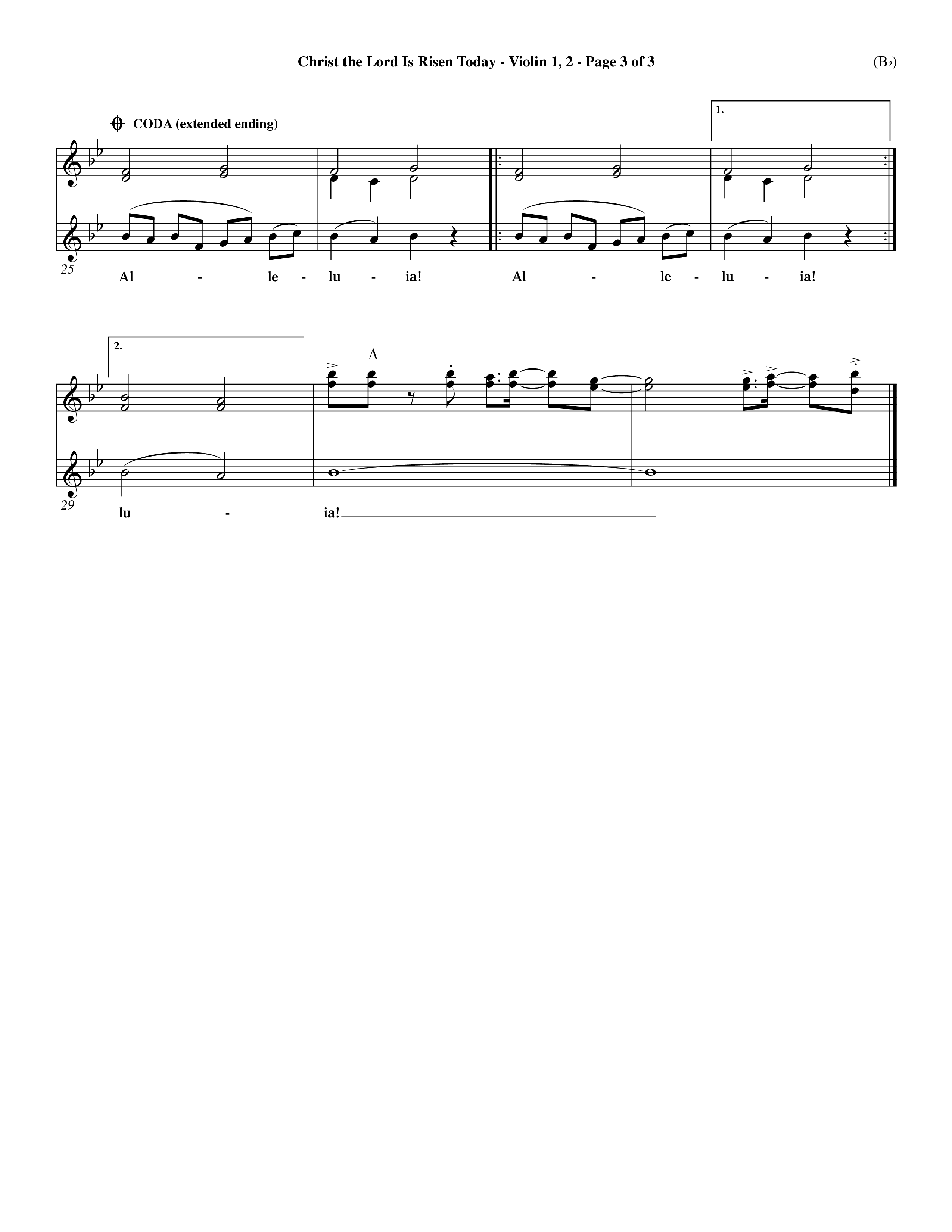 Christ The Lord Is Risen Today (Choral Anthem SATB) Violin 1/2 (Word Music Choral / Orch. Dave Williamson / Orch. Larry Mayfield)