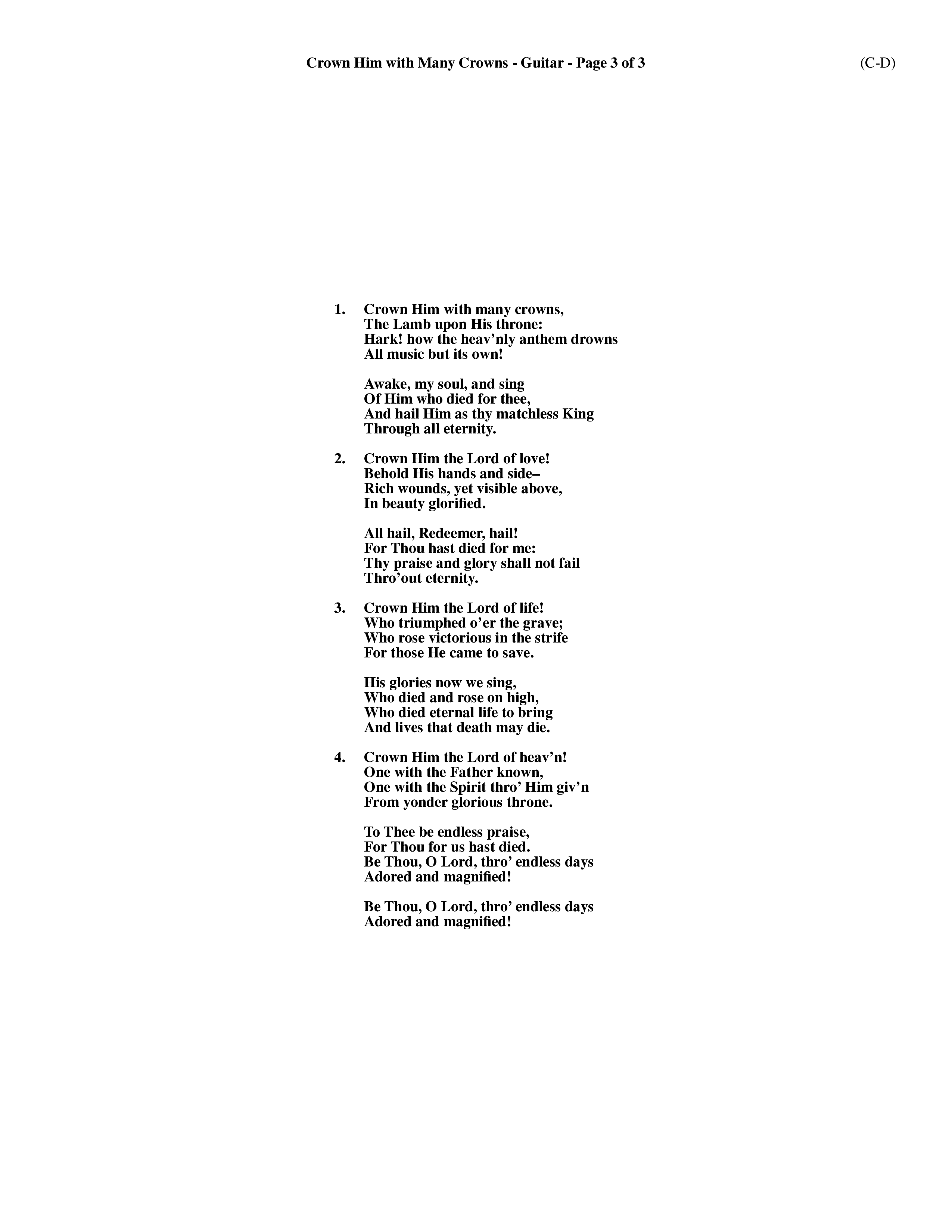 Crown Him With Many Crowns (Choral Anthem SATB) Acoustic Guitar (Word Music Choral / Arr. John Coates / Orch. Dave Williamson / Orch. Rob Thomas)