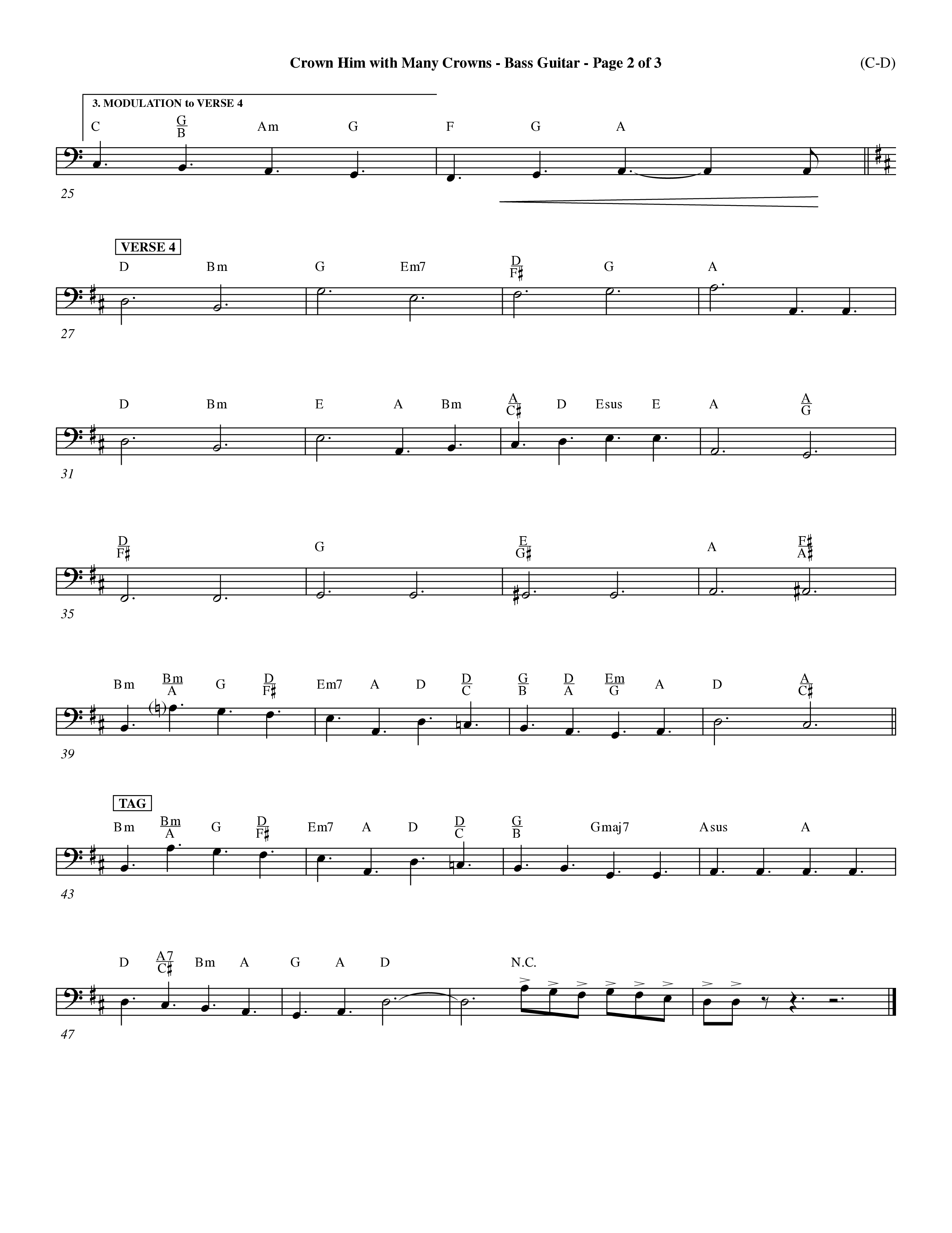 Crown Him With Many Crowns (Choral Anthem SATB) Bass Guitar (Word Music Choral / Arr. John Coates / Orch. Dave Williamson / Orch. Rob Thomas)