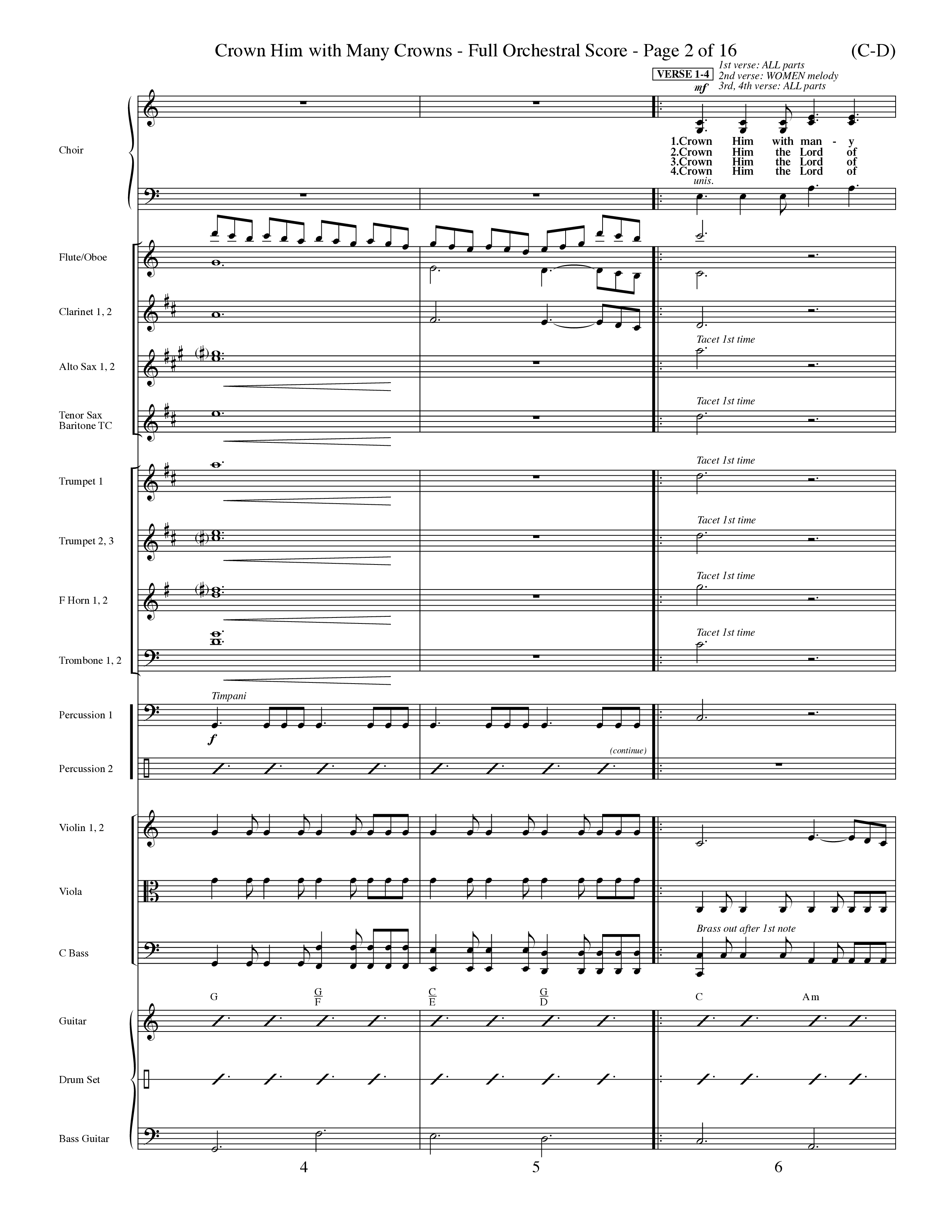 Crown Him With Many Crowns (Choral Anthem SATB) Orchestration (Word Music Choral / Arr. John Coates / Orch. Dave Williamson / Orch. Rob Thomas)