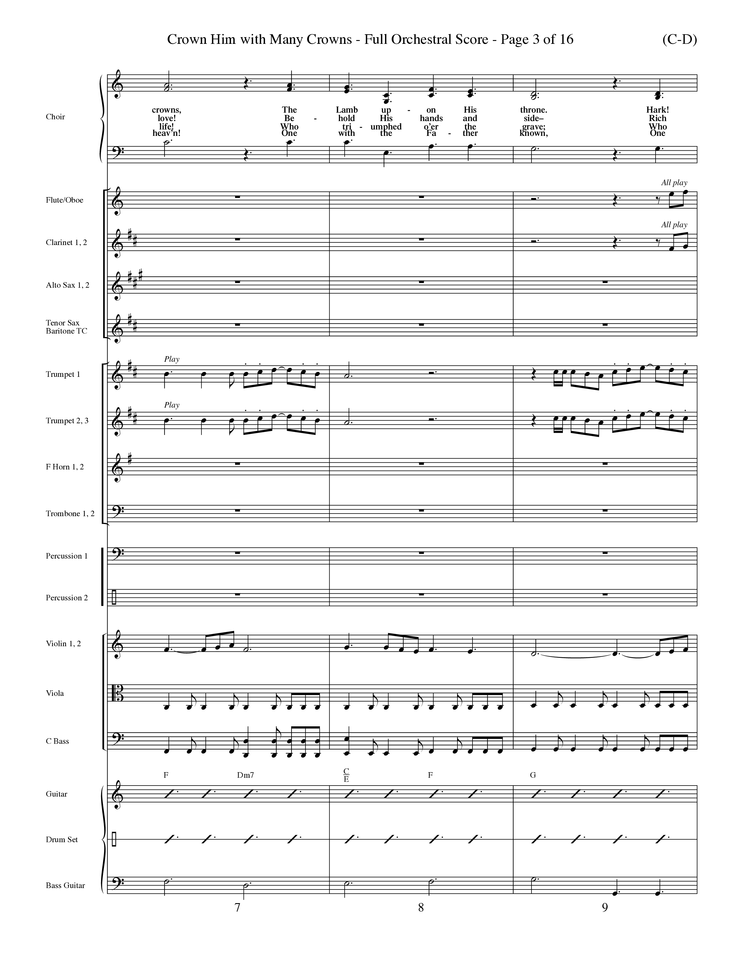 Crown Him With Many Crowns (Choral Anthem SATB) Orchestration (Word Music Choral / Arr. John Coates / Orch. Dave Williamson / Orch. Rob Thomas)