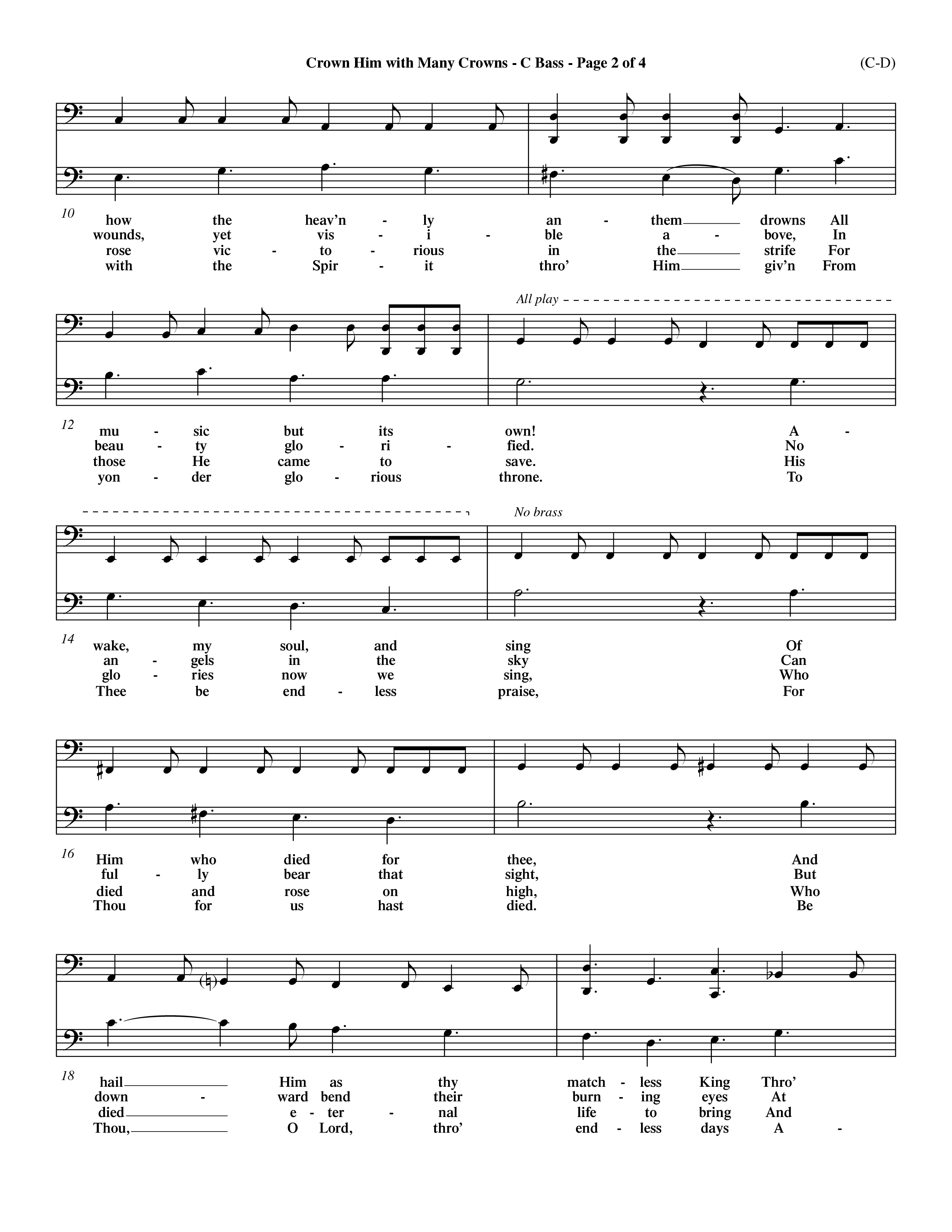 Crown Him With Many Crowns (Choral Anthem SATB) Contrabass (Word Music Choral / Arr. John Coates / Orch. Dave Williamson / Orch. Rob Thomas)