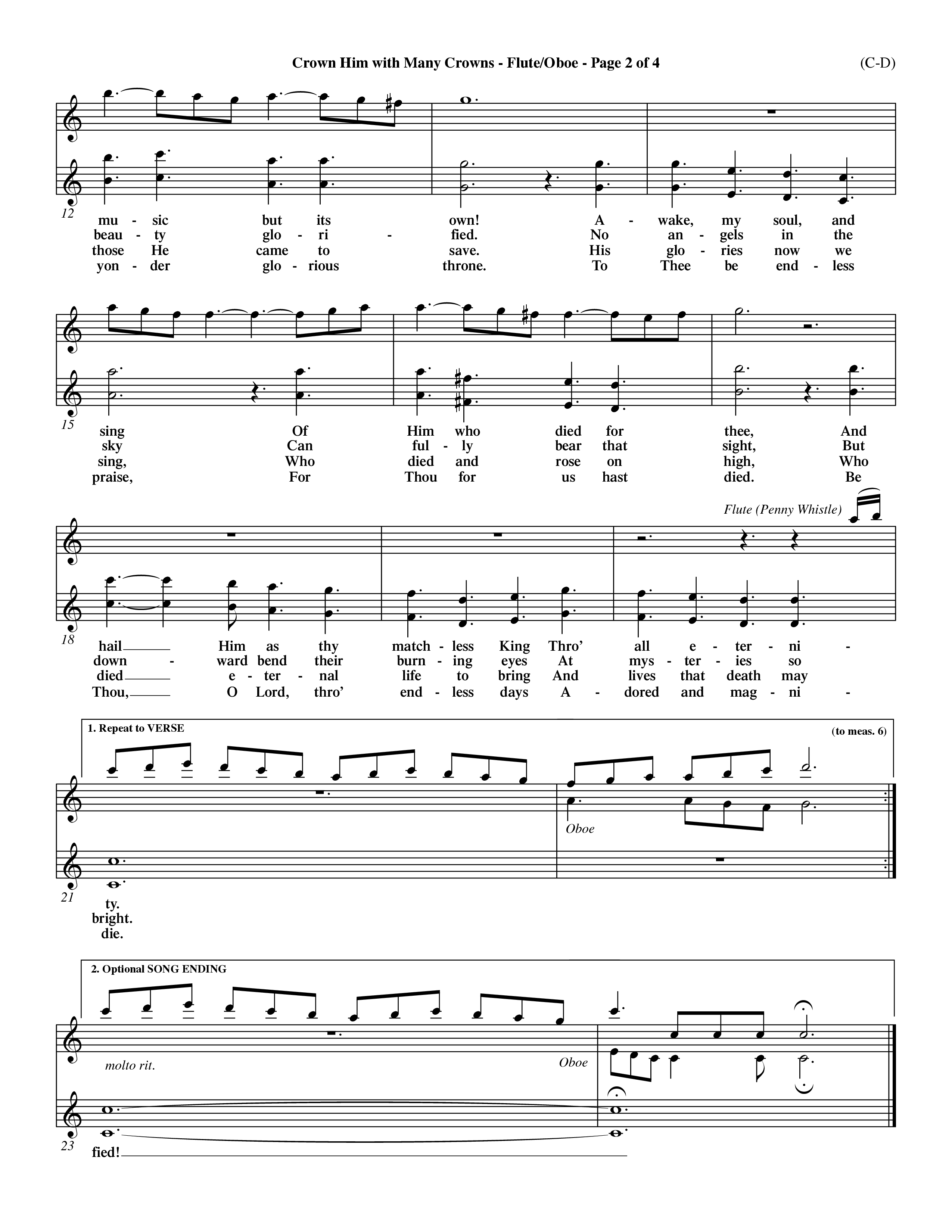 Crown Him With Many Crowns (Choral Anthem SATB) Flute/Oboe (Word Music Choral / Arr. John Coates / Orch. Dave Williamson / Orch. Rob Thomas)