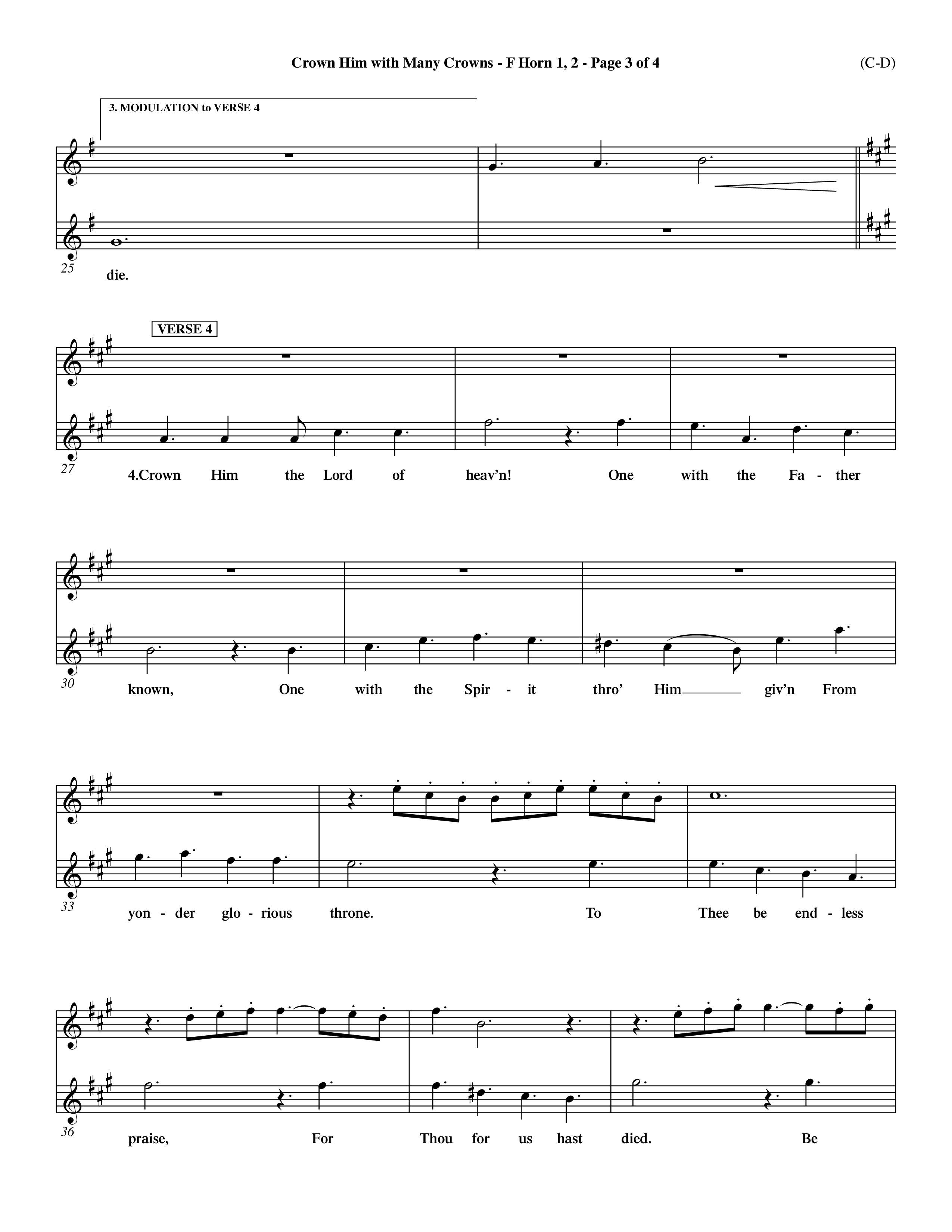 Crown Him With Many Crowns (Choral Anthem SATB) French Horn (Word Music Choral / Arr. John Coates / Orch. Dave Williamson / Orch. Rob Thomas)