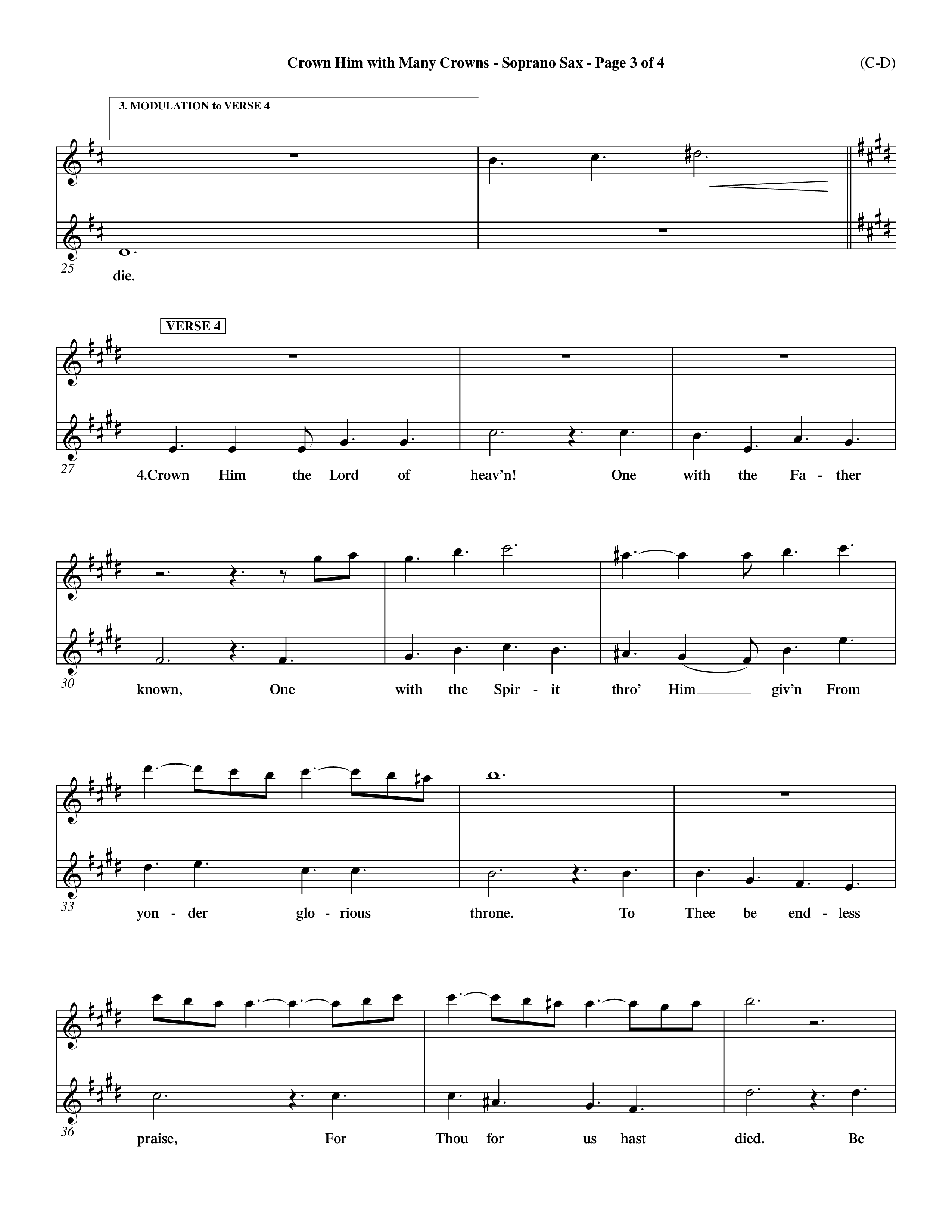 Crown Him With Many Crowns (Choral Anthem SATB) Saxophone (Word Music Choral / Arr. John Coates / Orch. Dave Williamson / Orch. Rob Thomas)