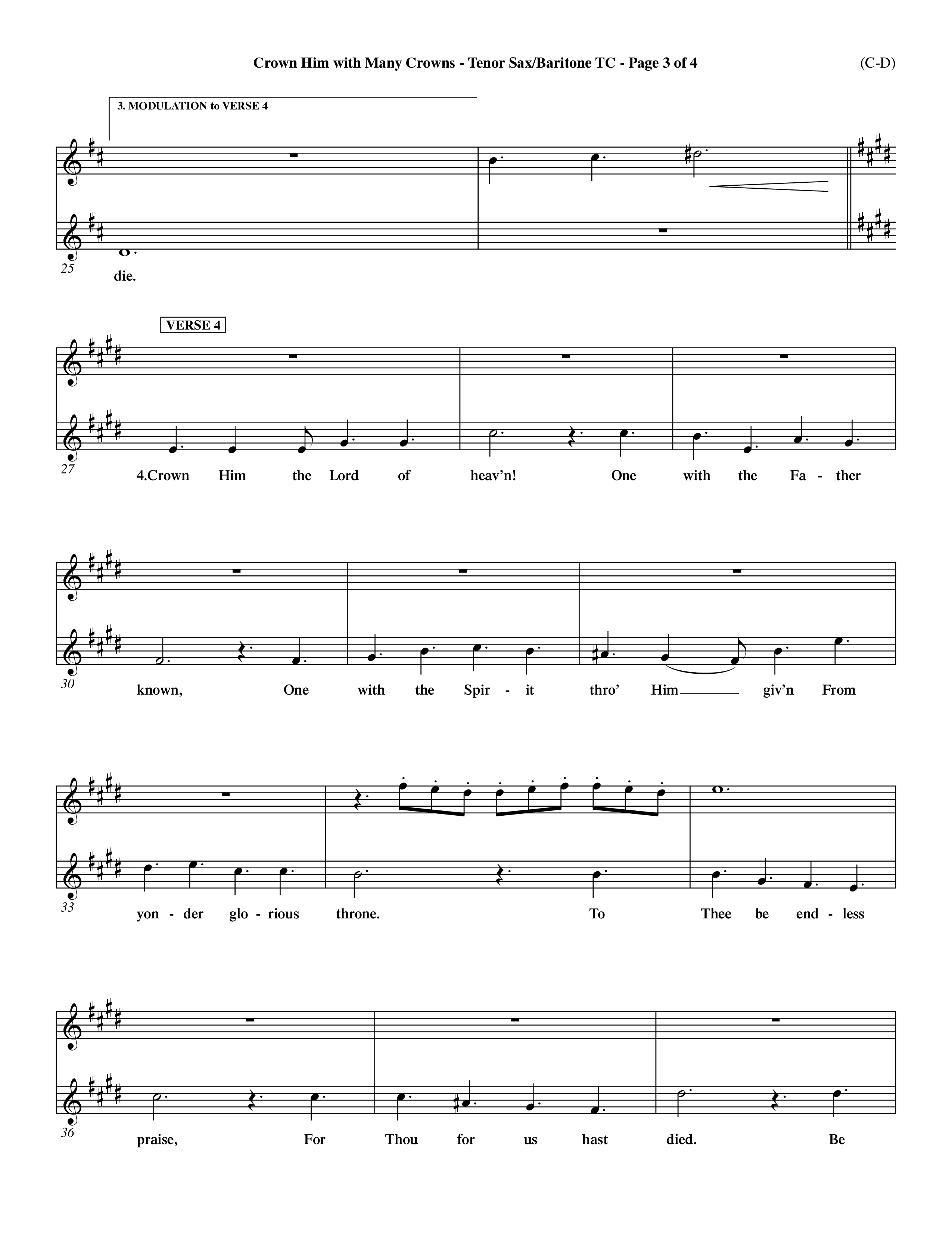Crown Him With Many Crowns (Choral Anthem SATB) Tenor Sax/Baritone T.C. (Word Music Choral / Arr. John Coates / Orch. Dave Williamson / Orch. Rob Thomas)