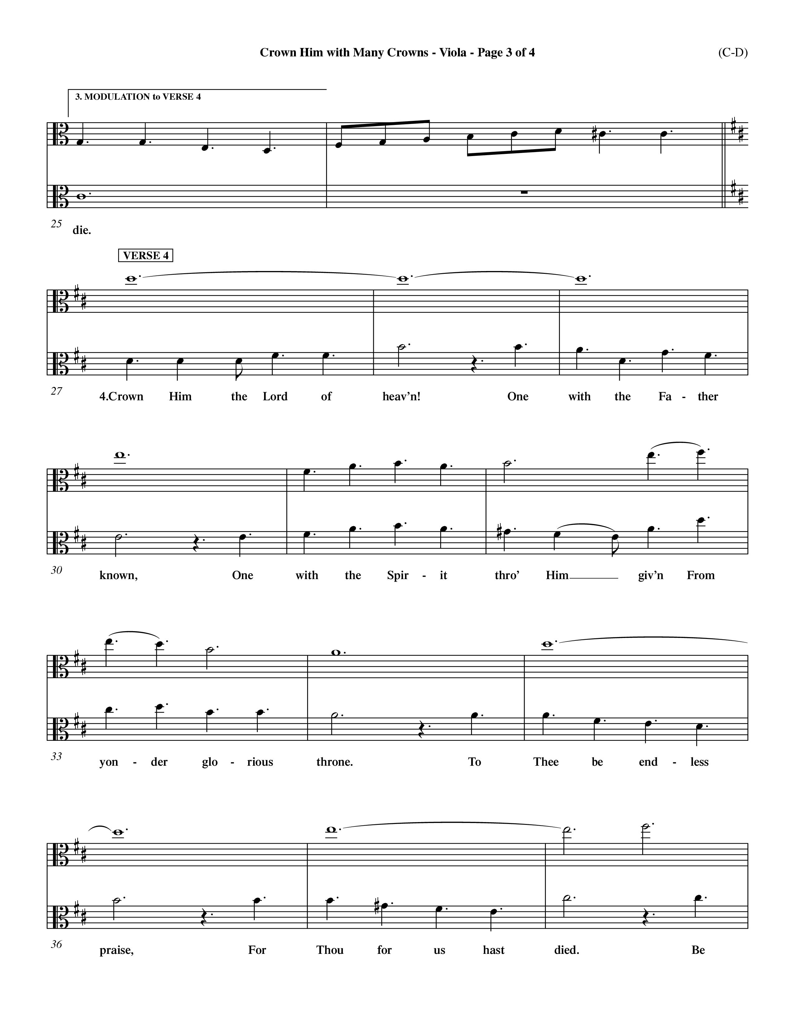 Crown Him With Many Crowns (Choral Anthem SATB) Viola (Word Music Choral / Arr. John Coates / Orch. Dave Williamson / Orch. Rob Thomas)